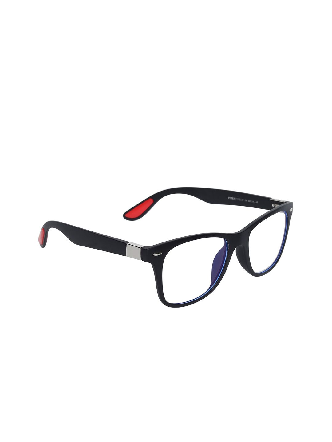 Peter Jones Eyewear Unisex Black Solid UV 400, AG030 Light Blocking Full Rim Optical Wayfarer Frames Price in India