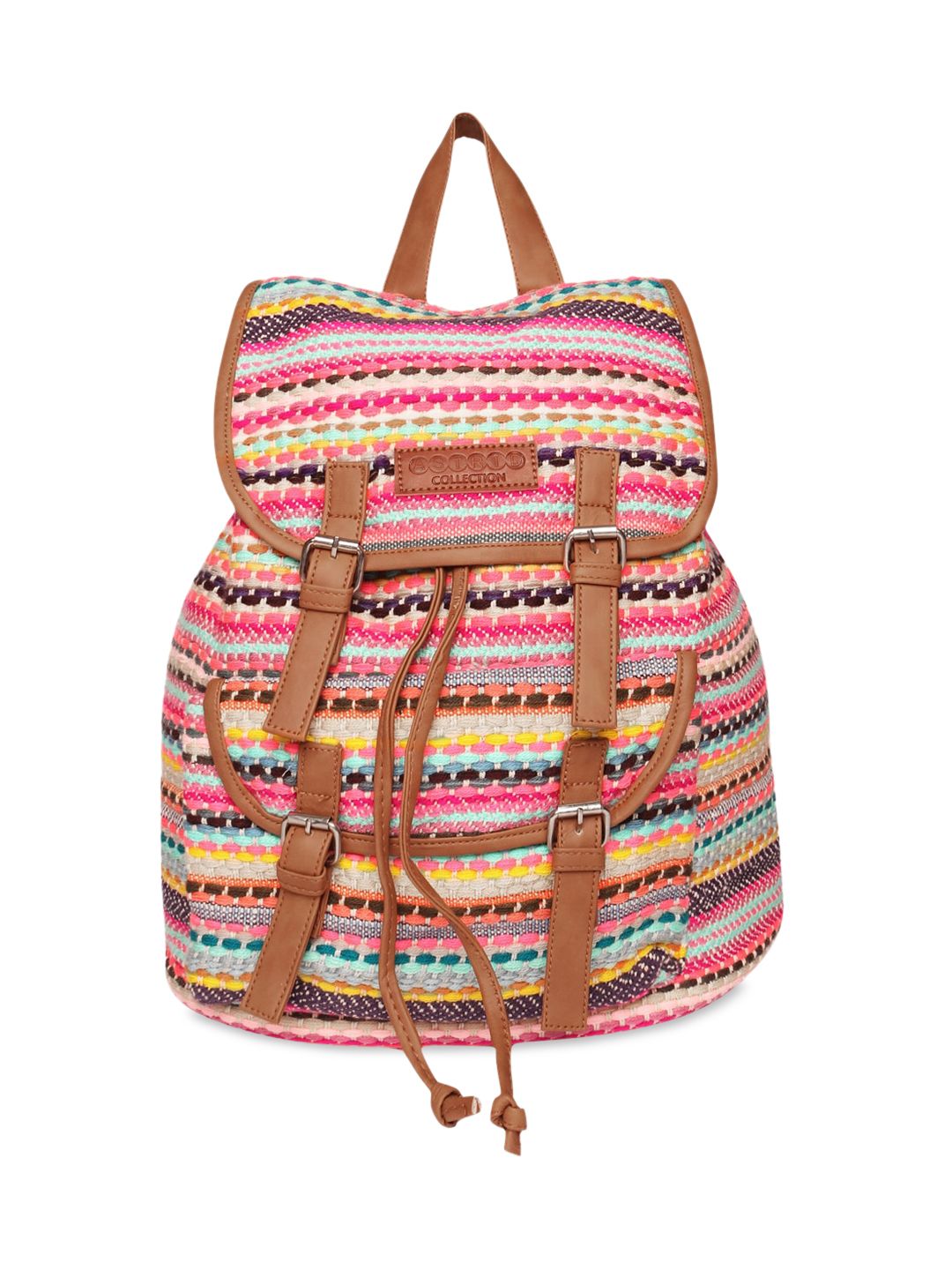 ASTRID Women Pink & Brown Textured Sustainable Backpack Price in India