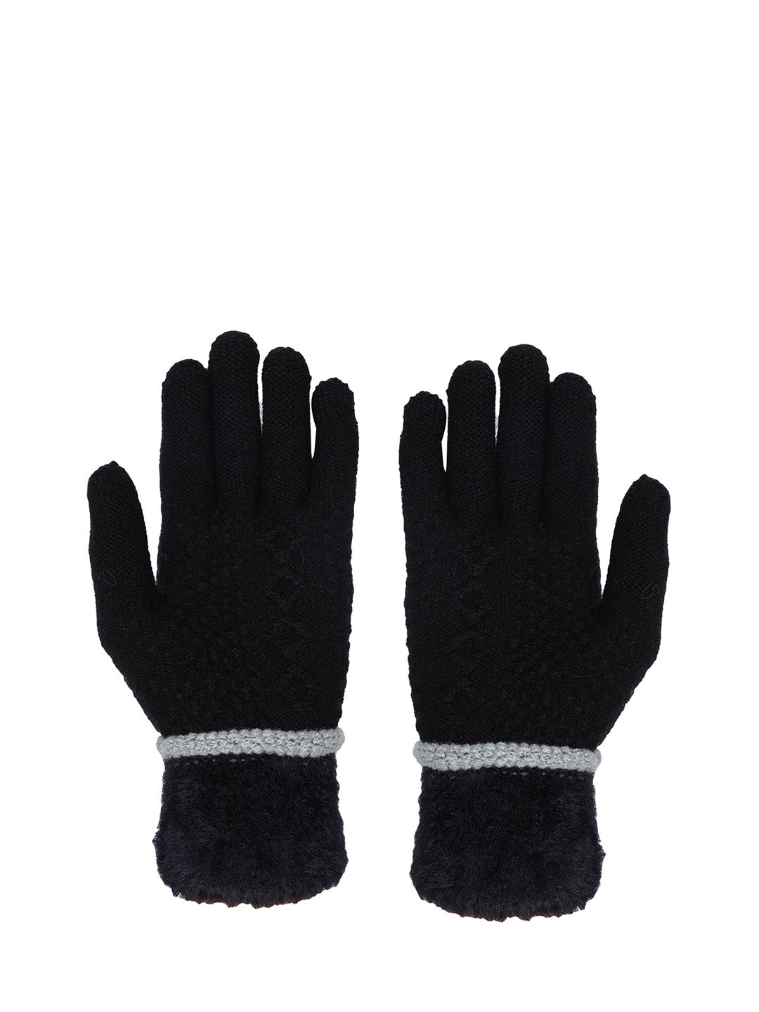 FabSeasons Women Black Solid Winter Acrylic Gloves Price in India