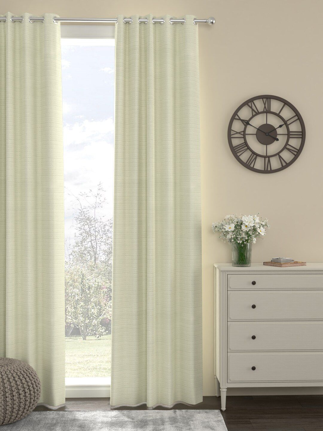 ROSARA HOME Cream-Color Solid Door Curtain Price in India