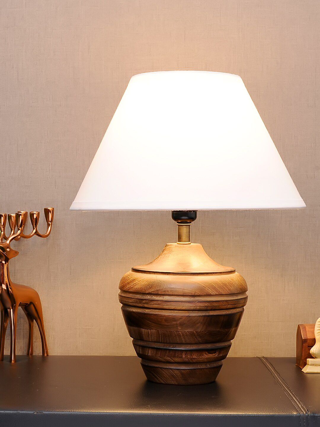 THE LIGHT STORE Brown Self-Design Bedside Standard Lamp With Shade Price in India