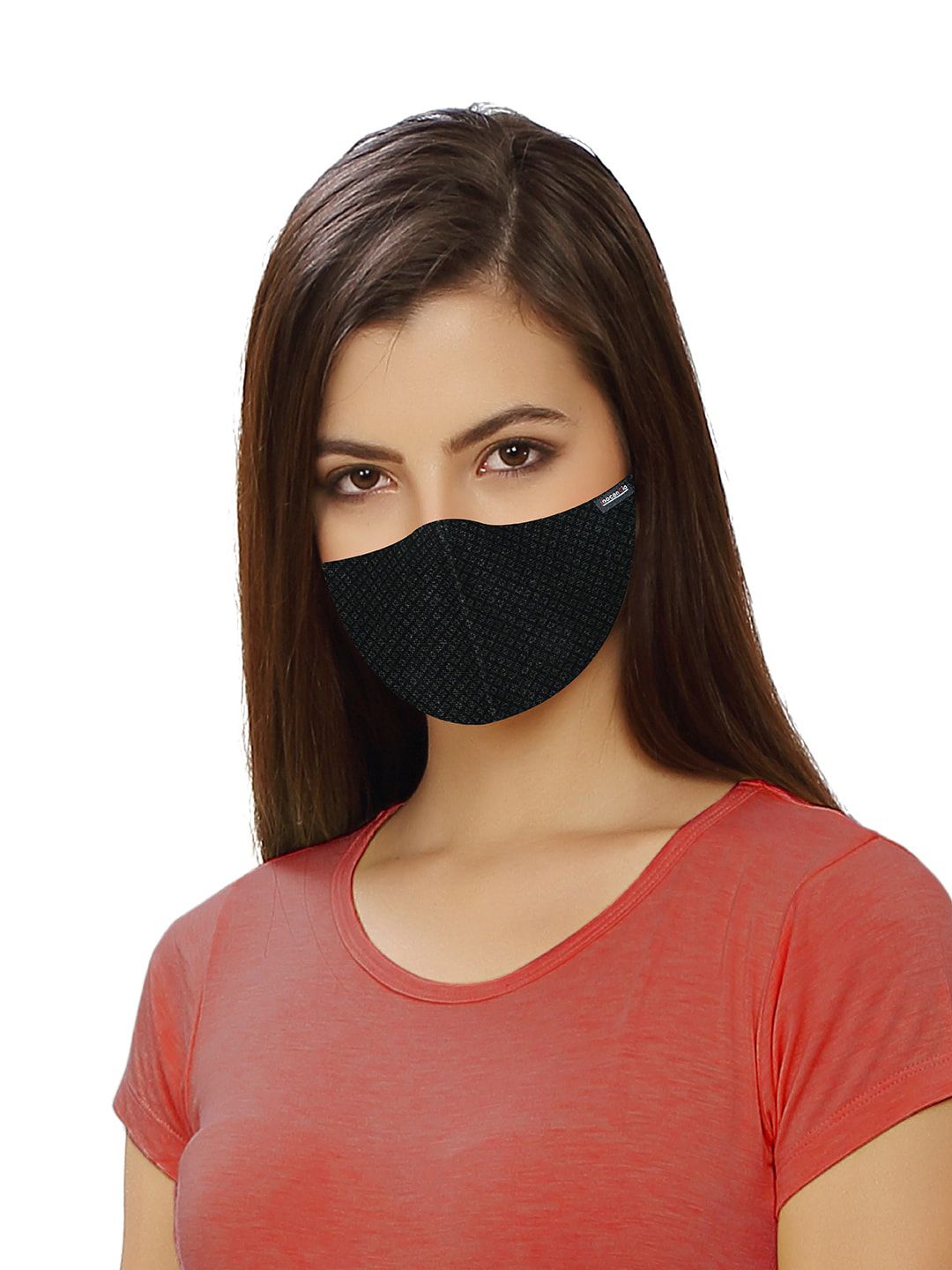 inocenCia Unisex Black Self Design 2-Ply Reusable Cloth Mask Price in India