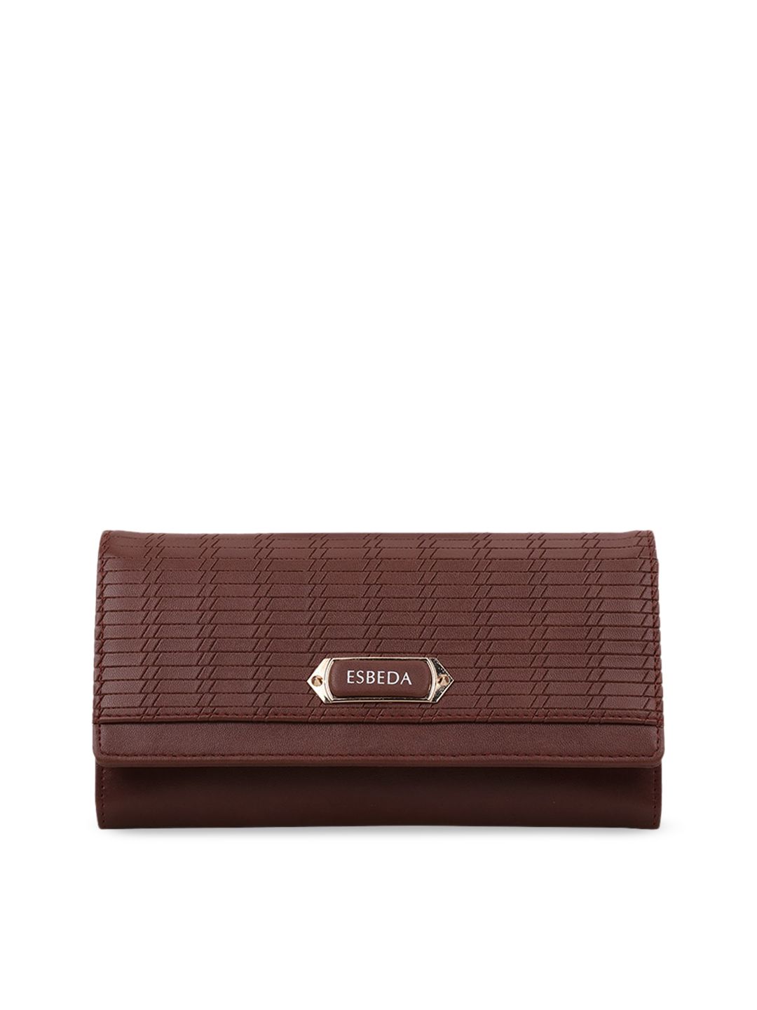 ESBEDA Women Tan Brown Textured Envelope Wallet Price in India