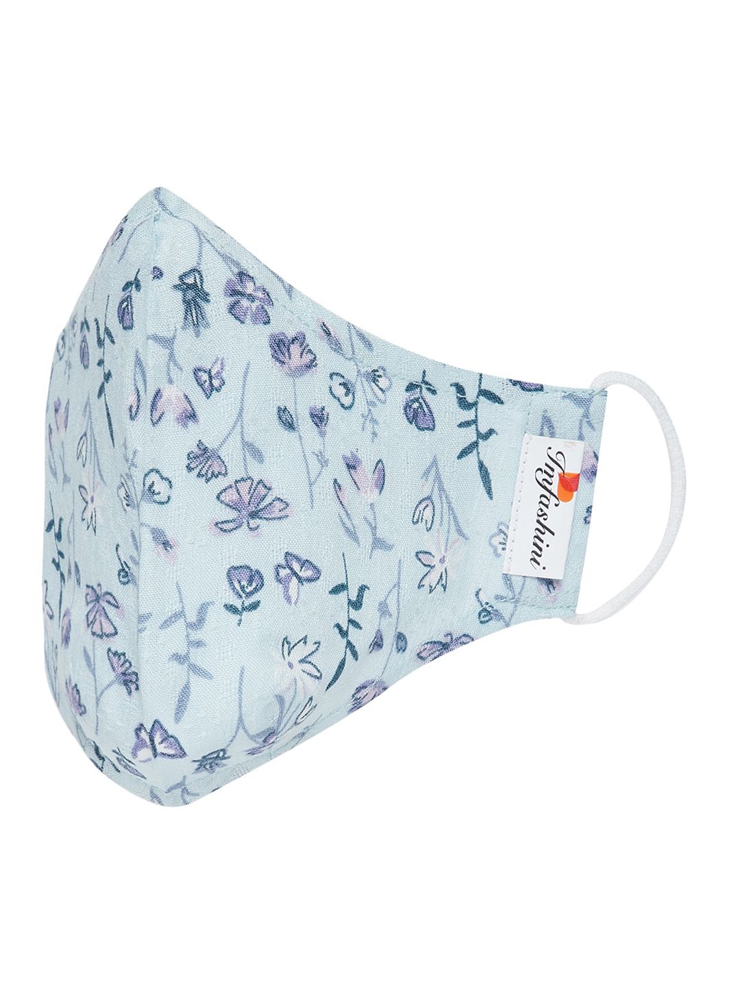 Imfashini Women Blue Floral Print 2-Ply Reusable Cloth Mask Price in India