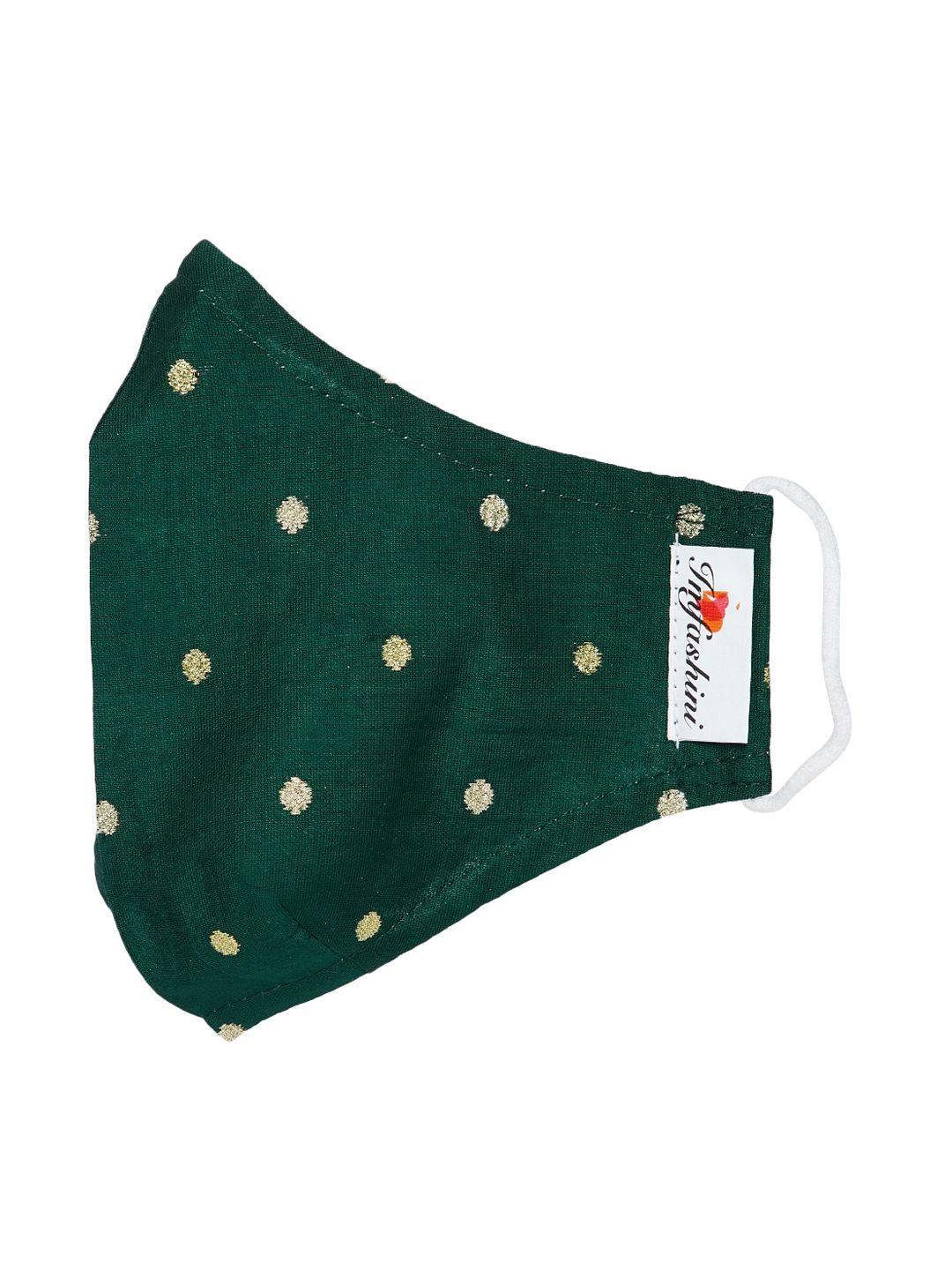 Imfashini Women Green & Gold-Coloured Embroidered 2-Ply Reusable Cloth Mask Price in India