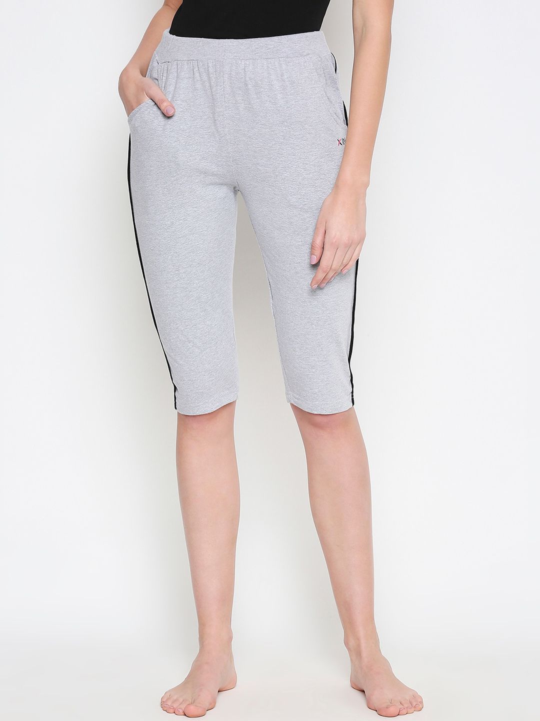 XIN Women Grey Solid Lounge Capris Price in India