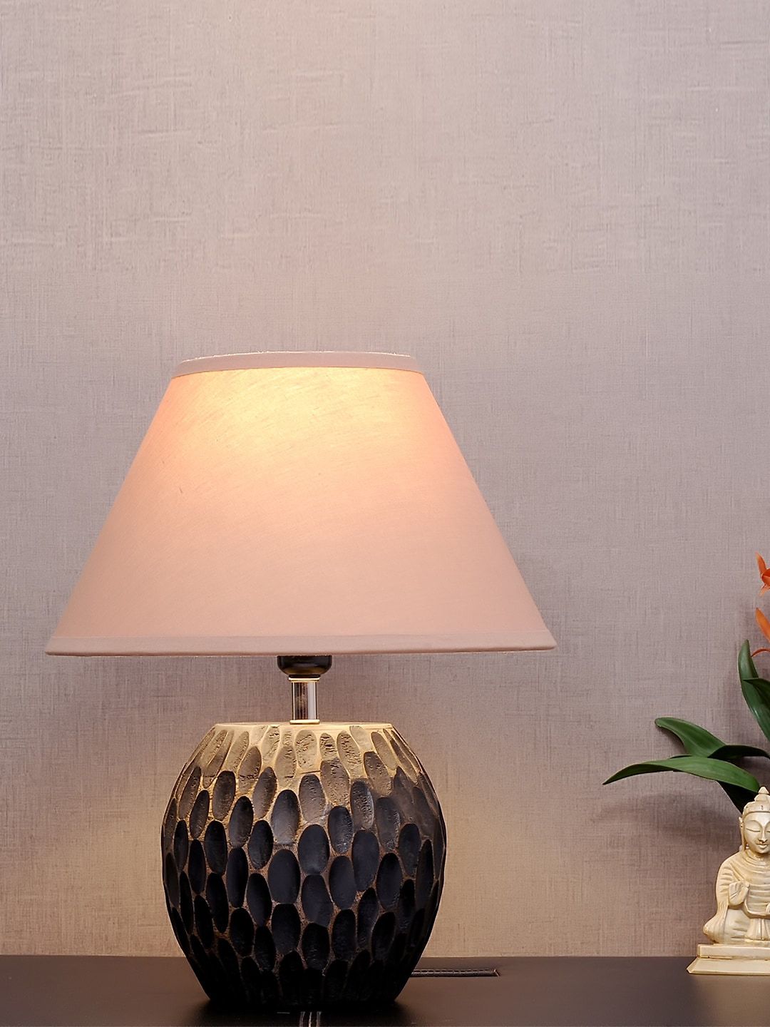 THE LIGHT STORE Black Self-Design Frustum Table Lamp Price in India