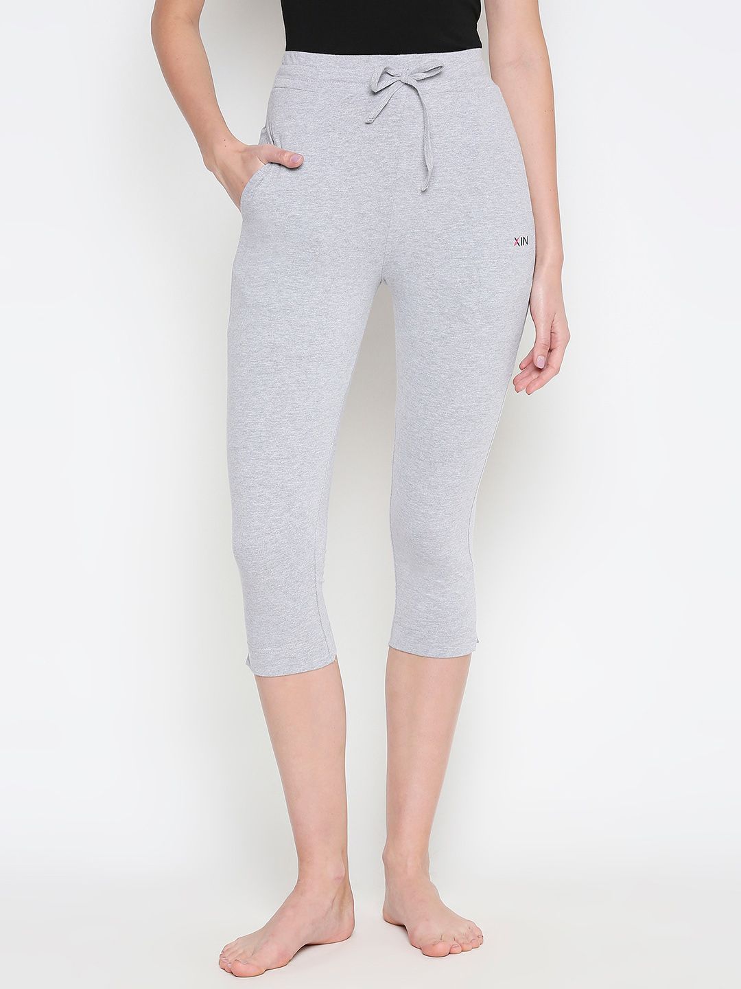 XIN Women Grey Solid Lounge Capris Price in India
