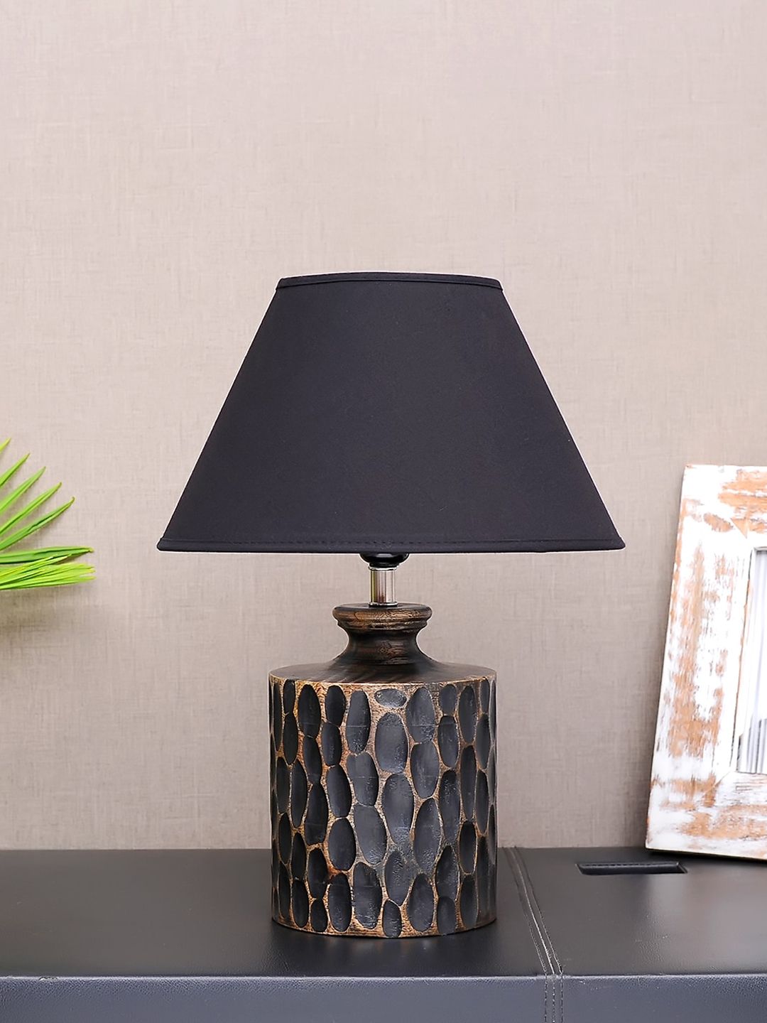 THE LIGHT STORE Black Self-Design Bedside Standard Lamp With Shade Price in India