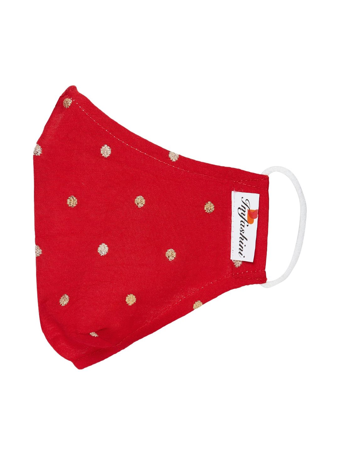 Imfashini Women Red & Gold-Coloured Embroidered 2-Ply Reusable Cloth Mask Price in India