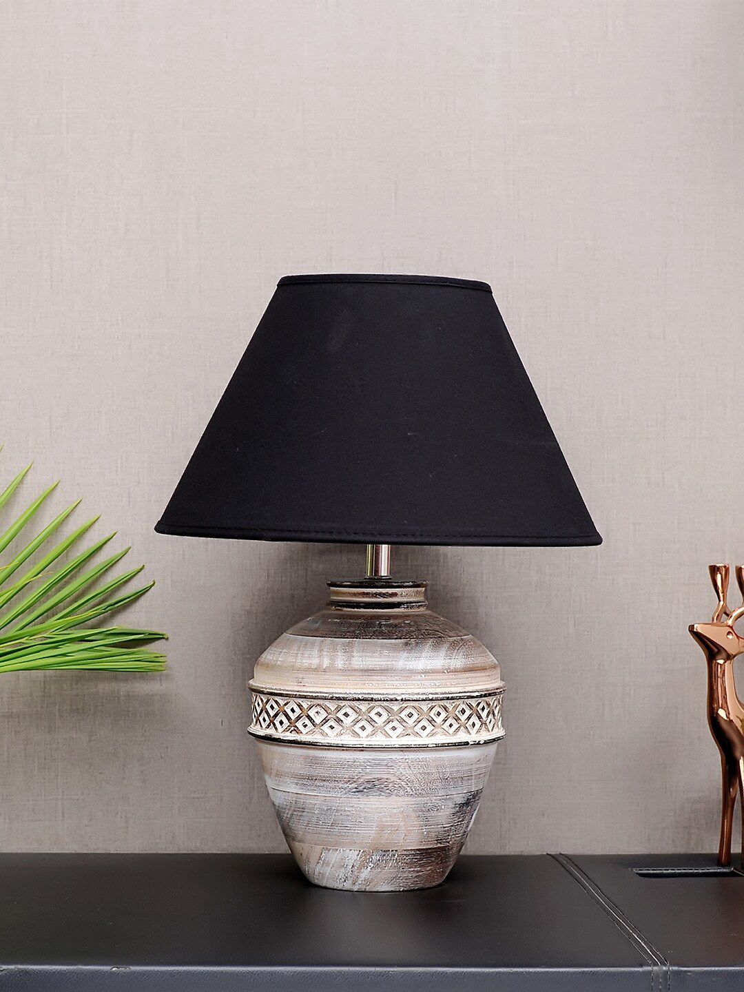 THE LIGHT STORE White Textured Frustum Table Lamp Price in India