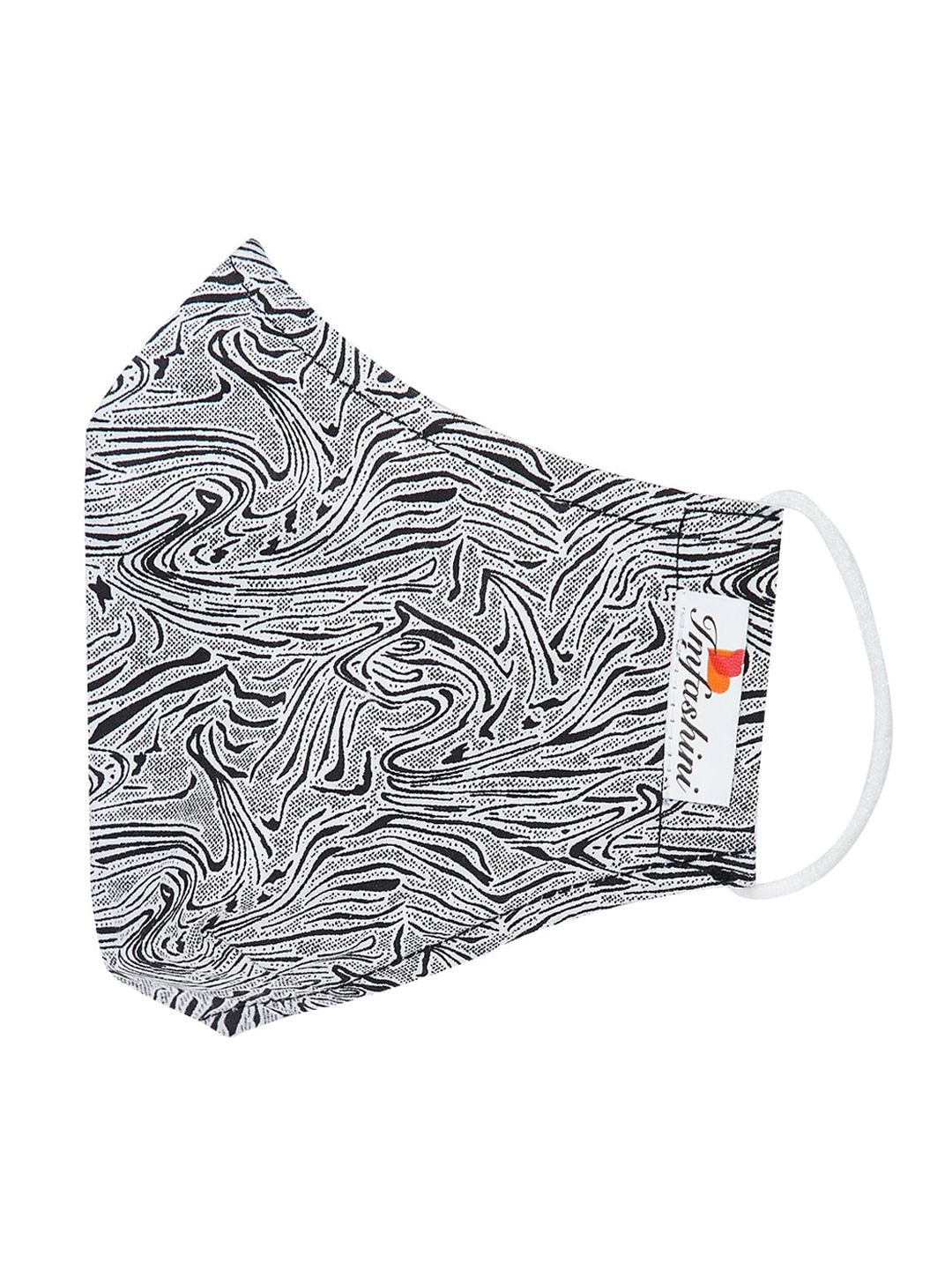 Imfashini Women White & Black Printed 2-Ply Reusable Cloth Mask Price in India