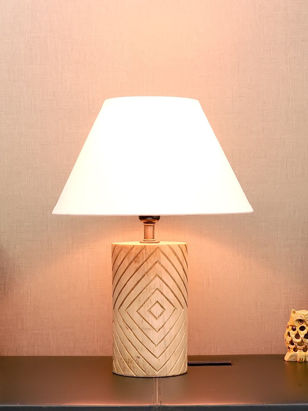 THE LIGHT STORE Brown Solid Frustum Table Lamp Price in India