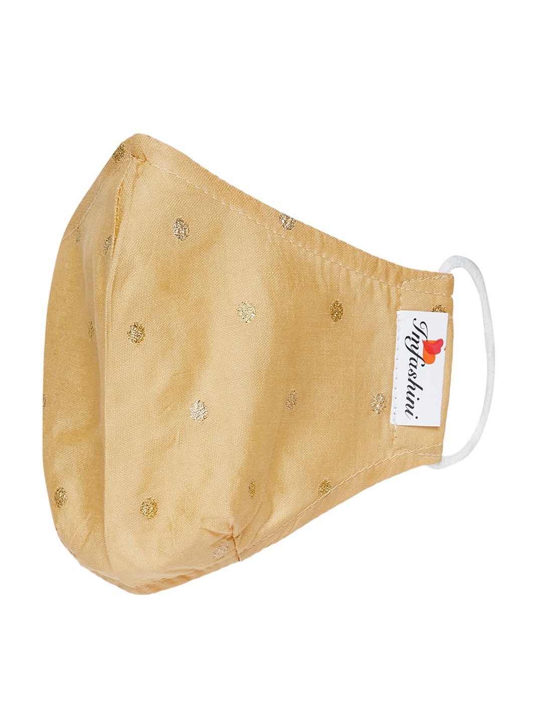 Imfashini Women Beige Embroidered 2-Ply Reusable Cloth Mask Price in India