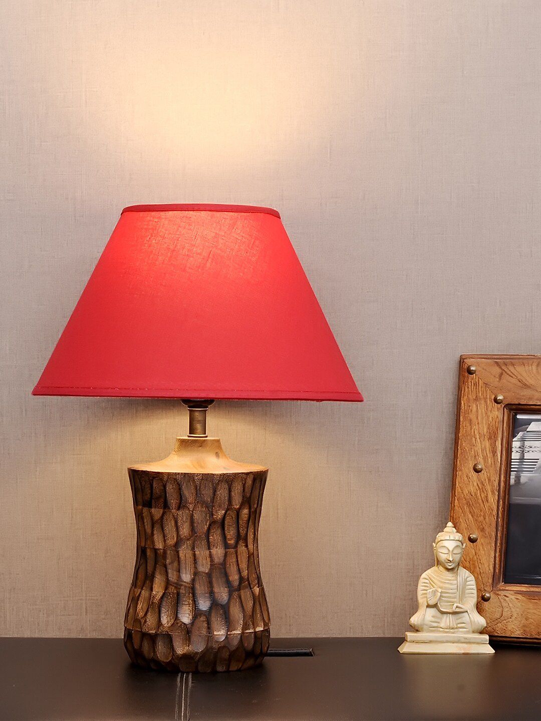 THE LIGHT STORE Brown Solid Frustum Table Lamp Price in India
