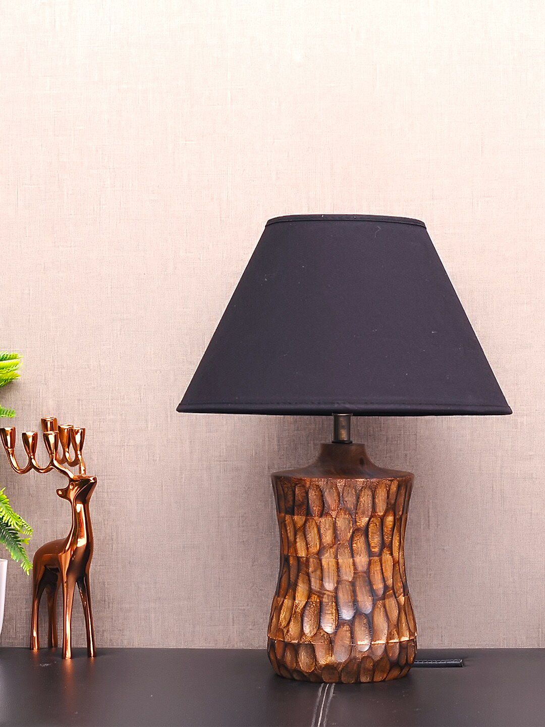 THE LIGHT STORE Brown Self-Design Bedside Standard Table Lamp Price in India