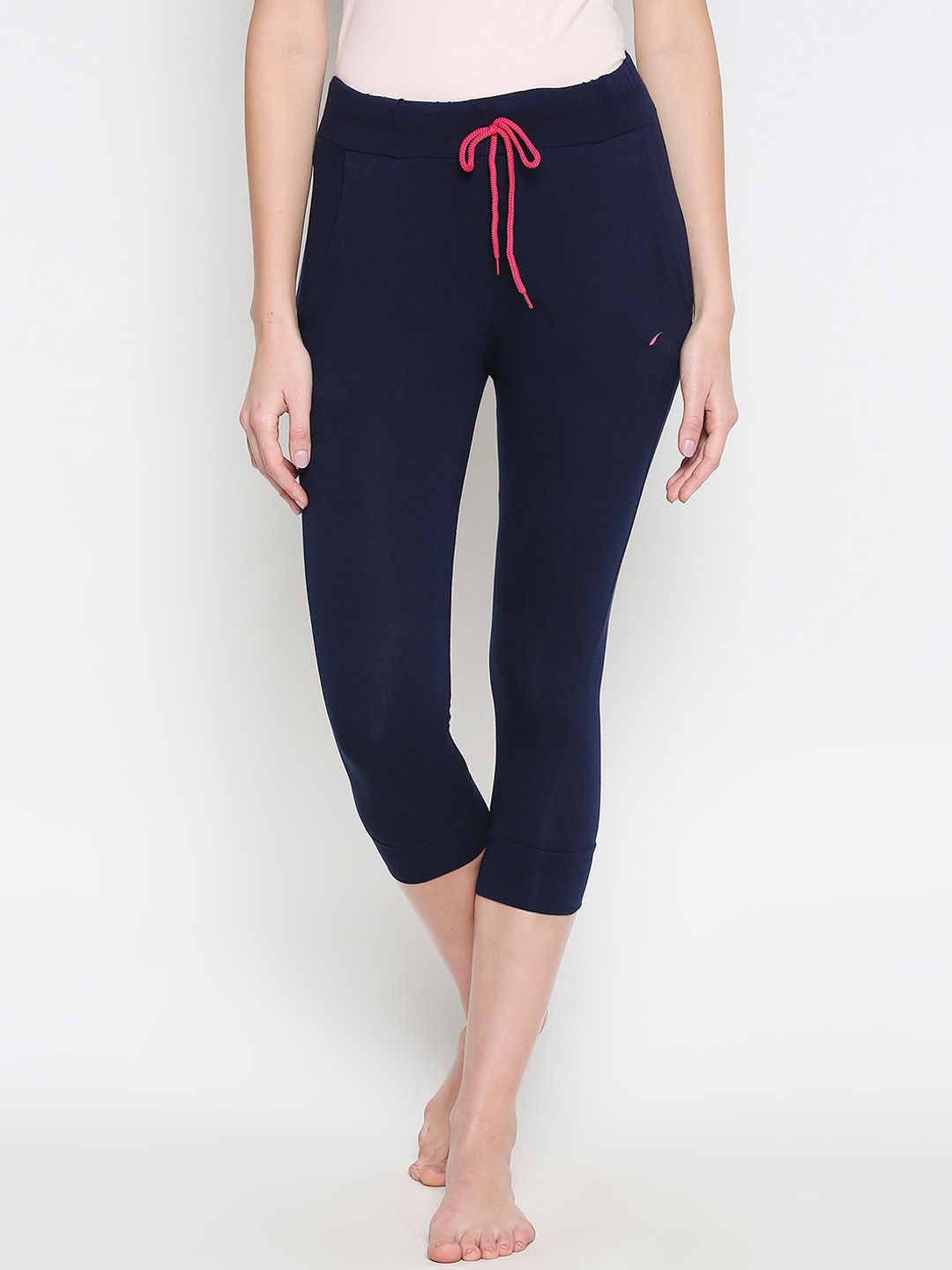 XIN Women Navy Blue Solid Lounge Capris Price in India