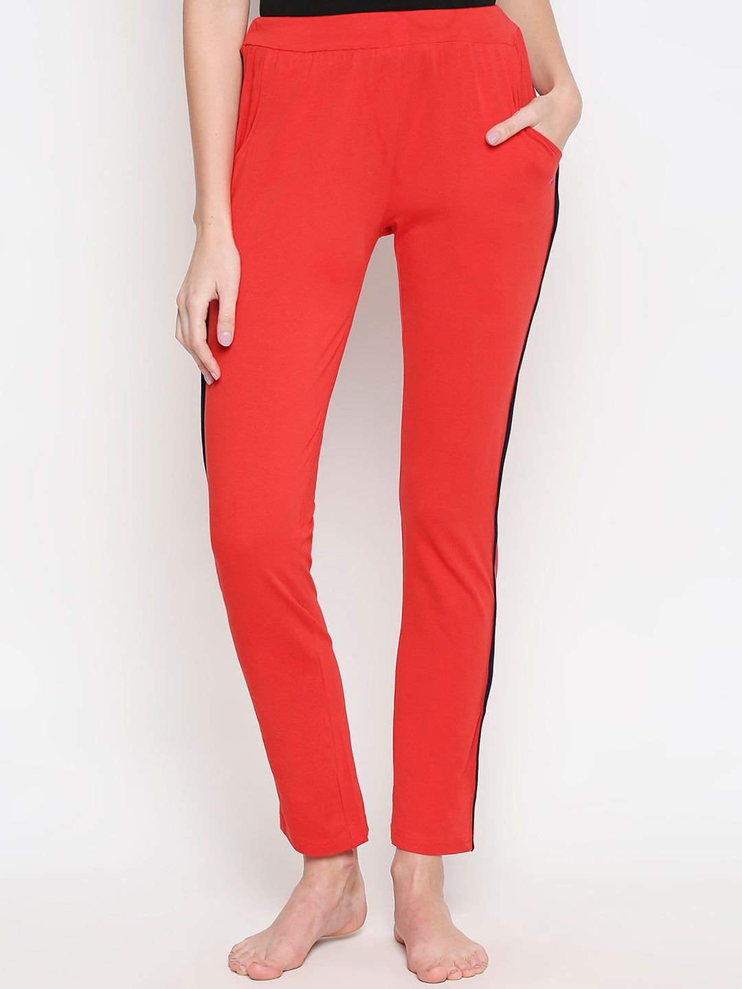 XIN Women Red Solid Lounge Pants Price in India