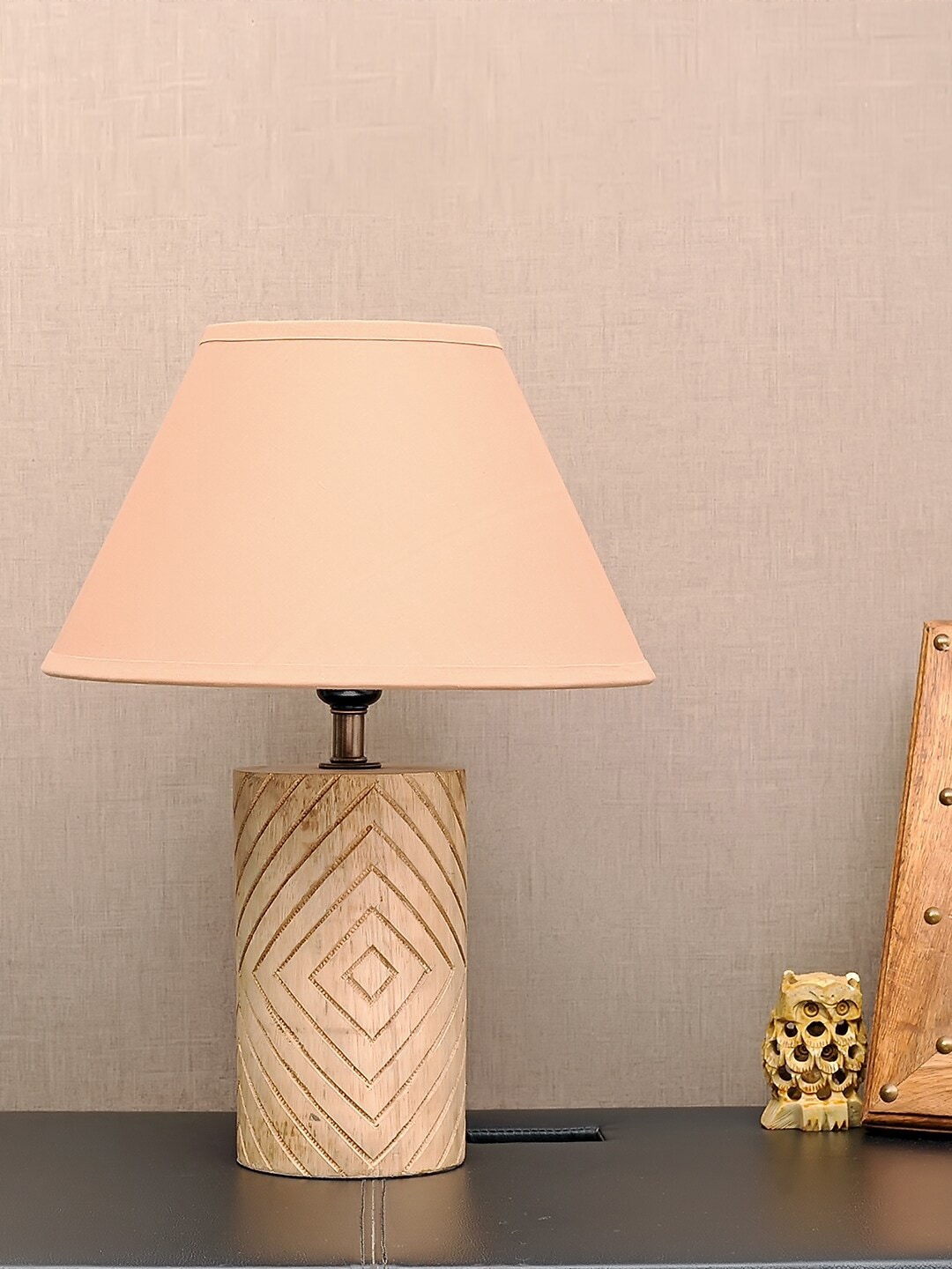 THE LIGHT STORE Brown Self-Design  Bedside Standard Table Lamp Price in India