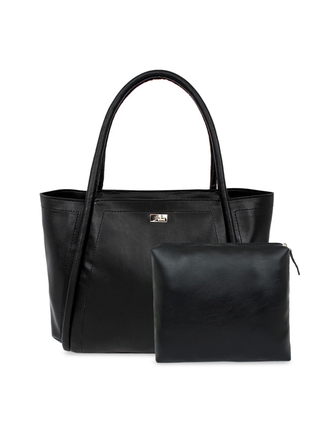 yelloe Black Solid Shoulder Bag With Pouch Price in India