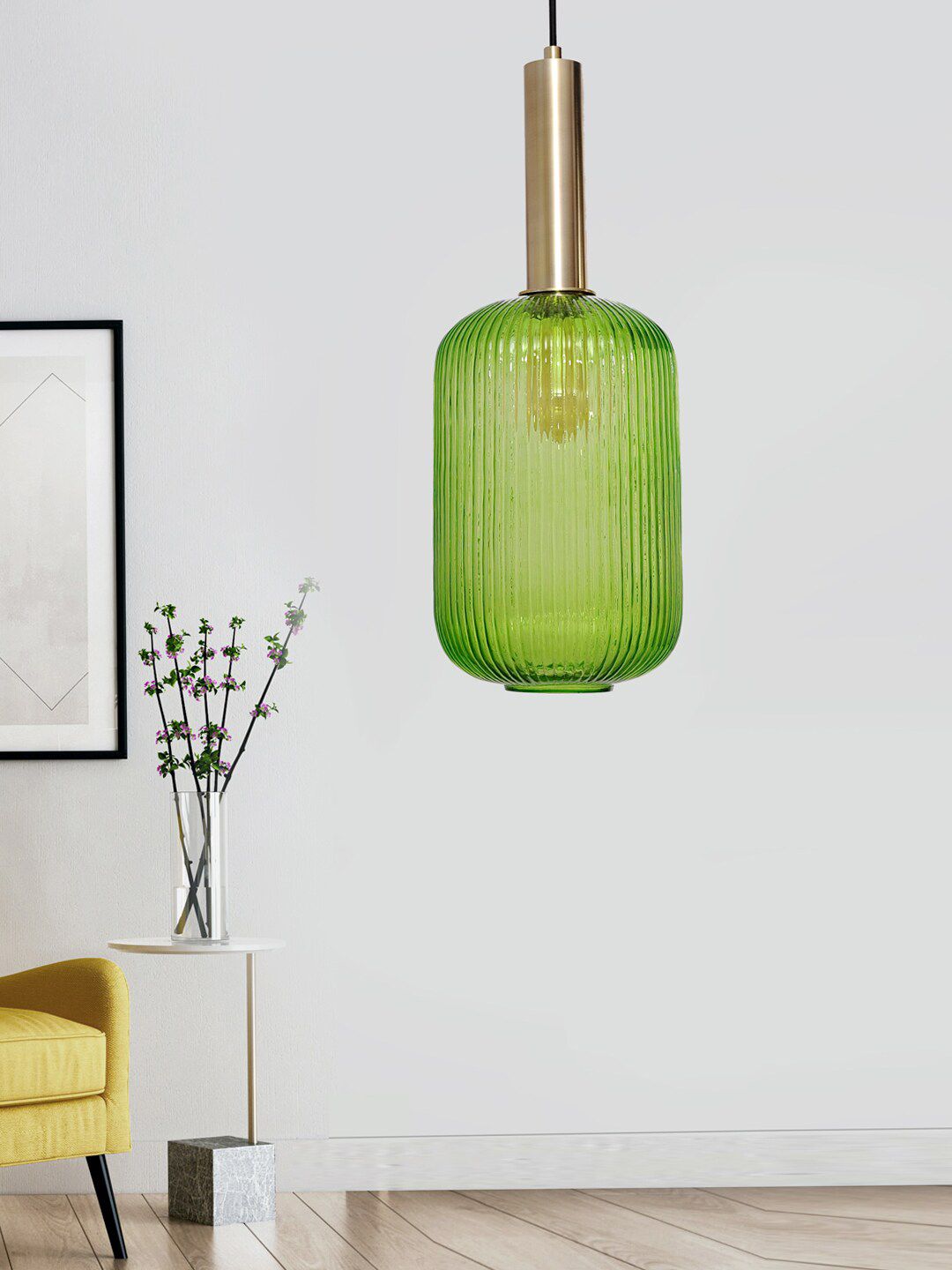 THE LIGHT STORE Unisex Green Self Design Contemporary Pendant Lamp Price in India
