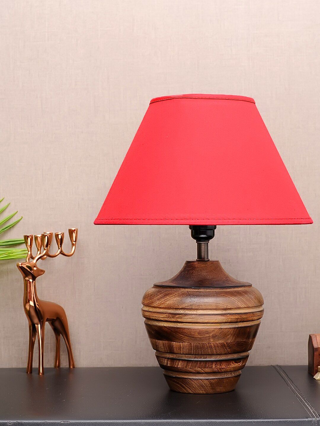 THE LIGHT STORE Brown Solid Frustum Table Lamp Price in India