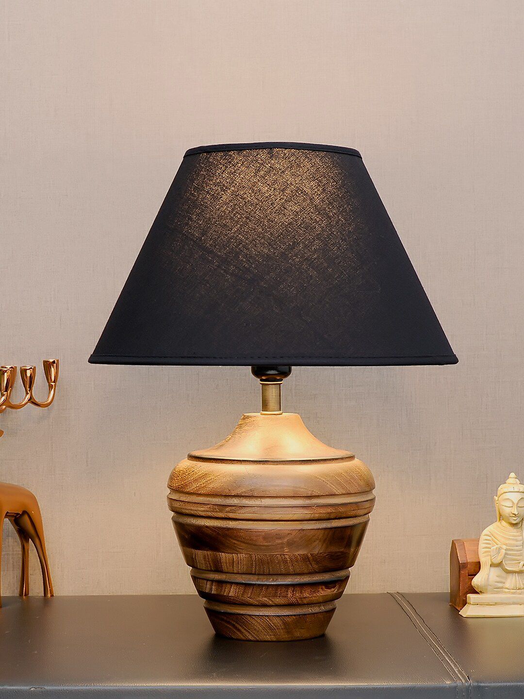 THE LIGHT STORE Brown Self-Design Frustum Table Lamp Price in India