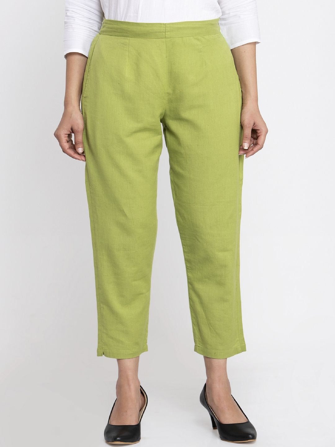 Indibelle Women Green Regular Fit Solid Culottes Price in India