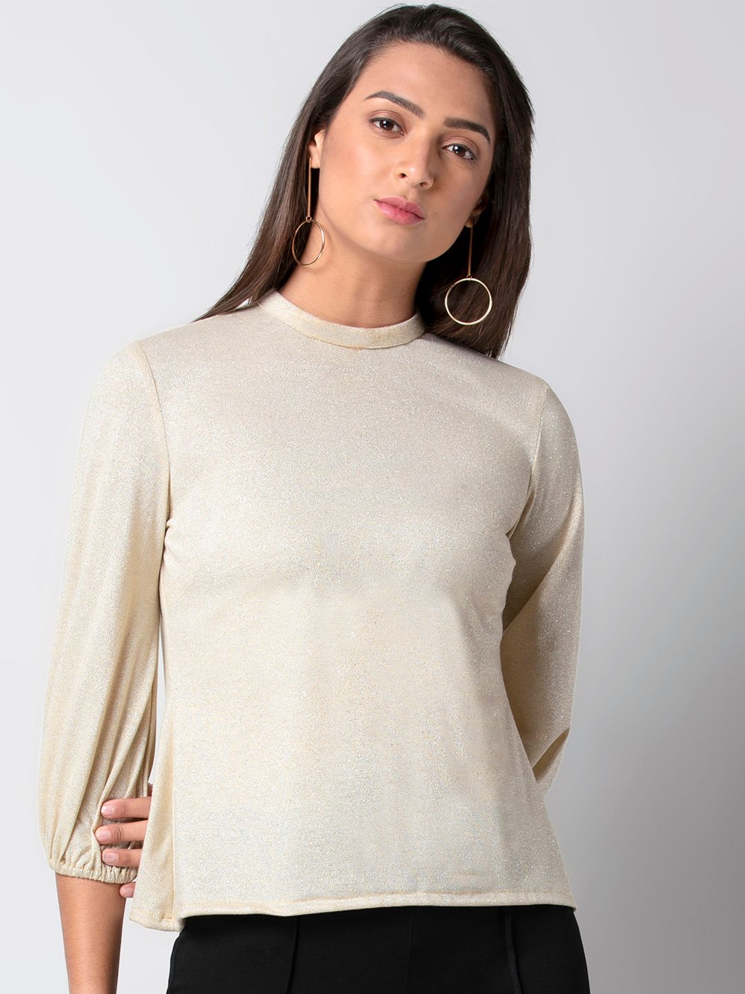 FabAlley Women Cream-Coloured Solid Top