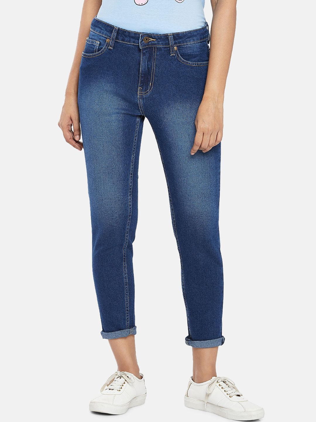 People Women Blue Slim Fit Jeans Price in India