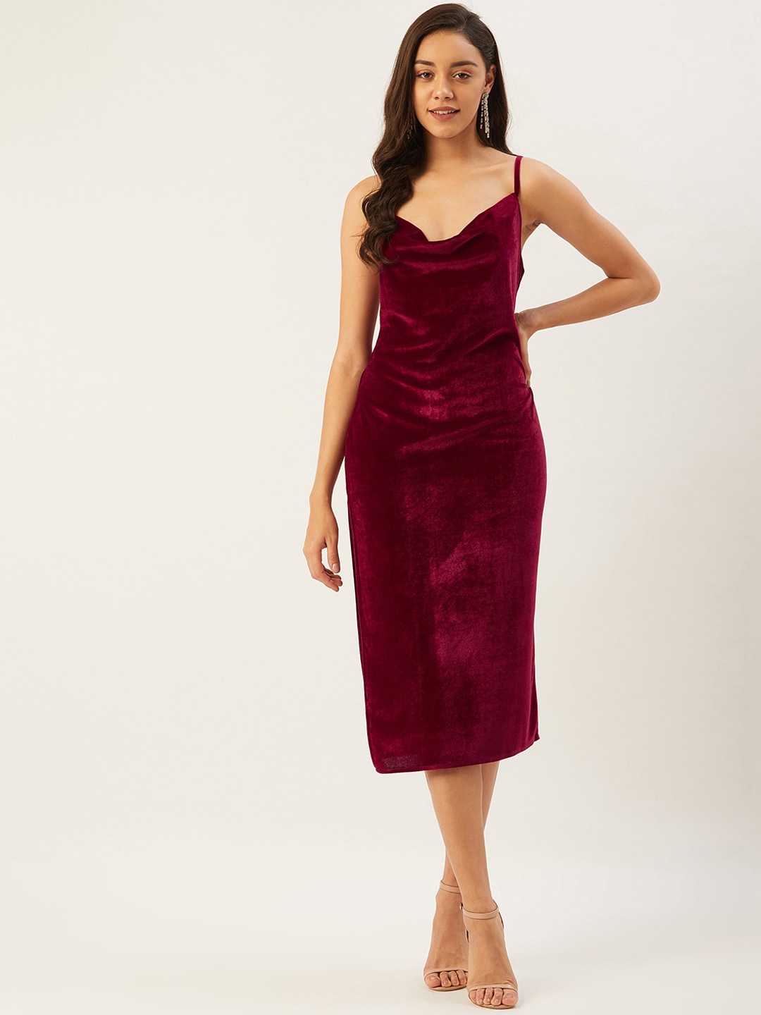 ANVI Be Yourself Women Maroon Solid Bodycon Dress Price in India
