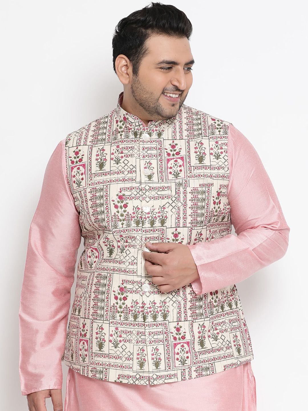 KISAH Men Printed Zari  Regular Fit Nehru Jacket