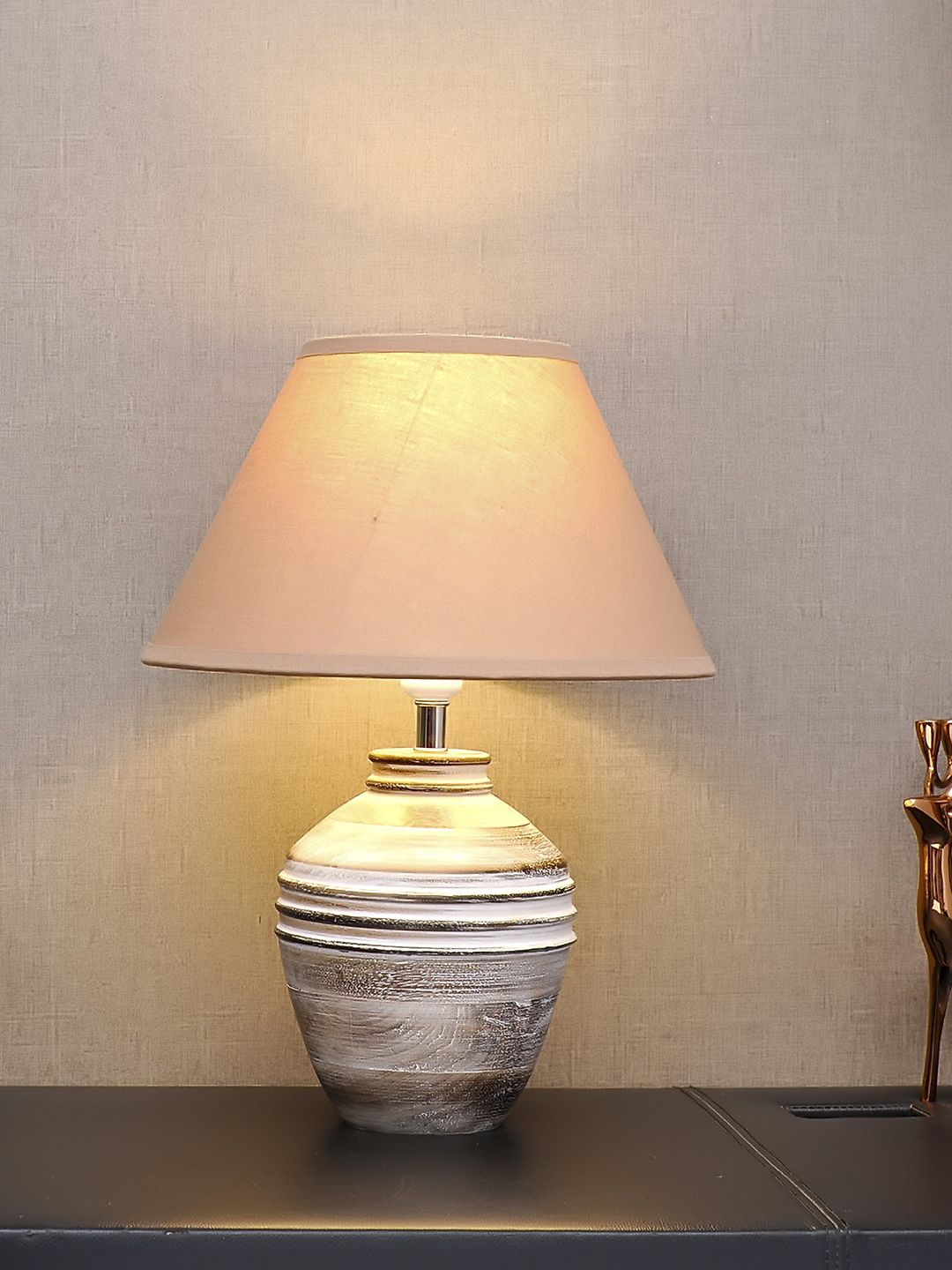 THE LIGHT STORE White Solid Frustum Table Lamp Price in India