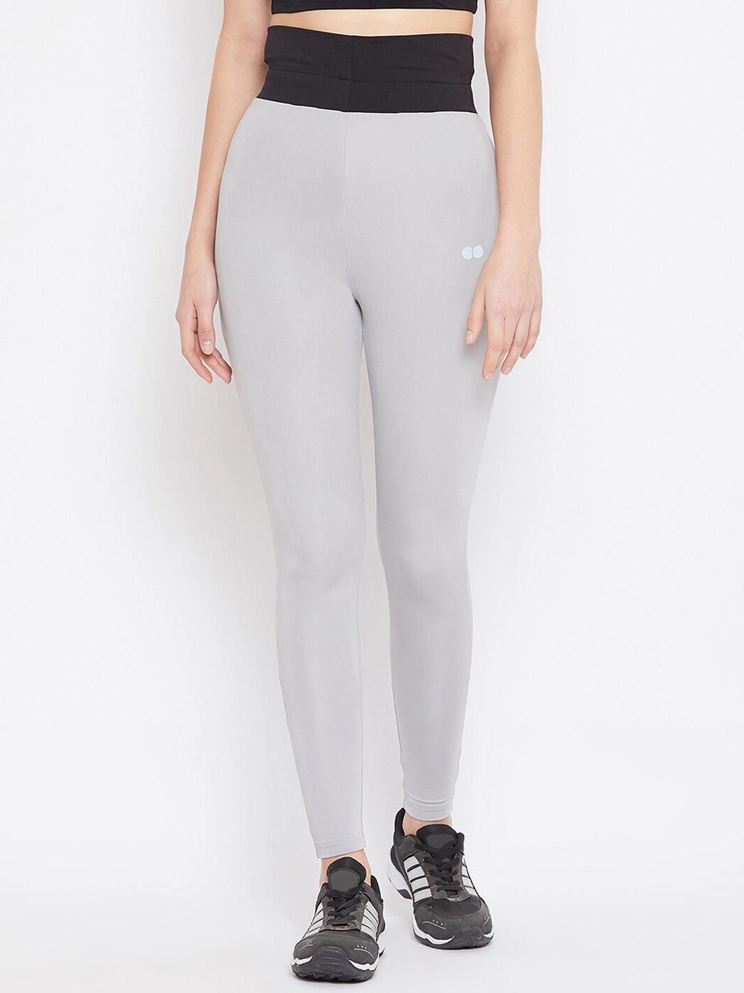 Clovia Women Grey Solid Ankle Length Training Tights Price in India