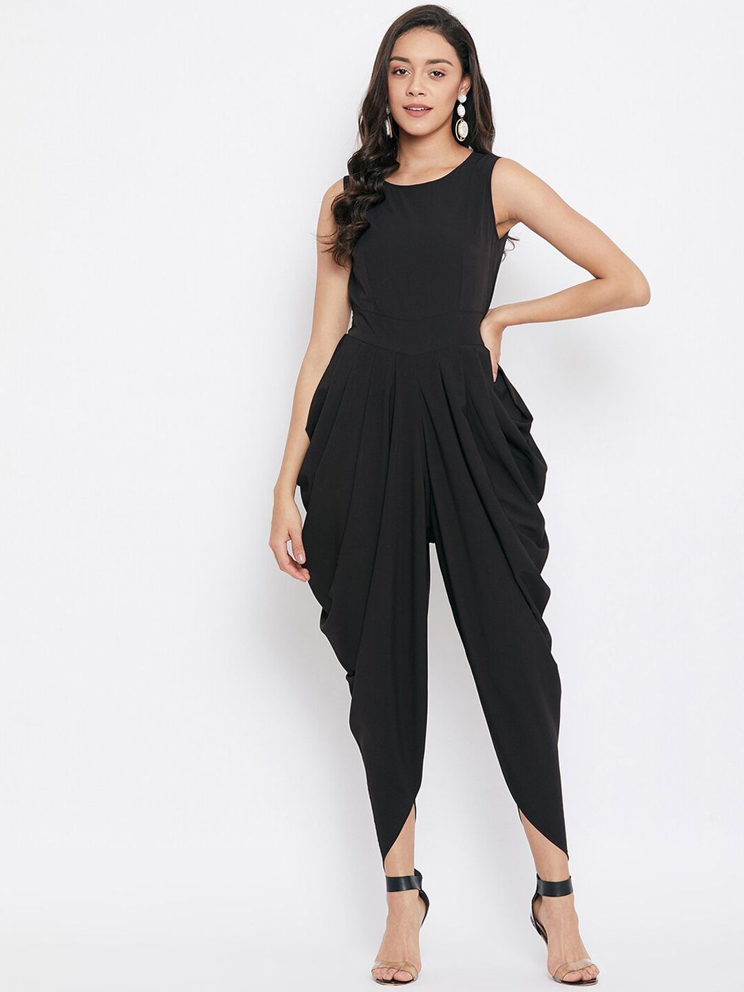 Uptownie Lite Women Black Solid Dhoti Jumpsuit Price in India