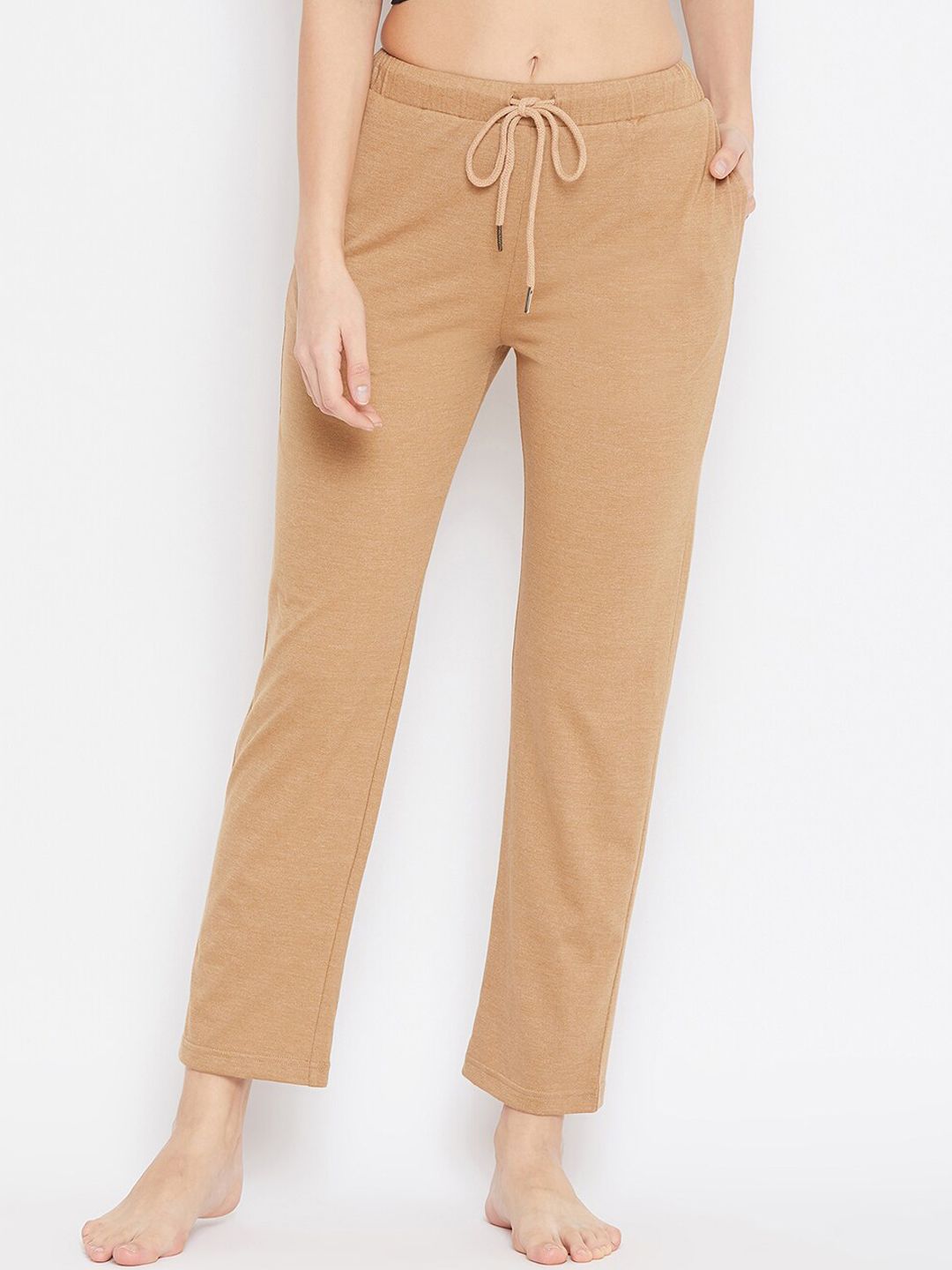 Hypernation Woman Khaki Solid Lounge Pant Price in India