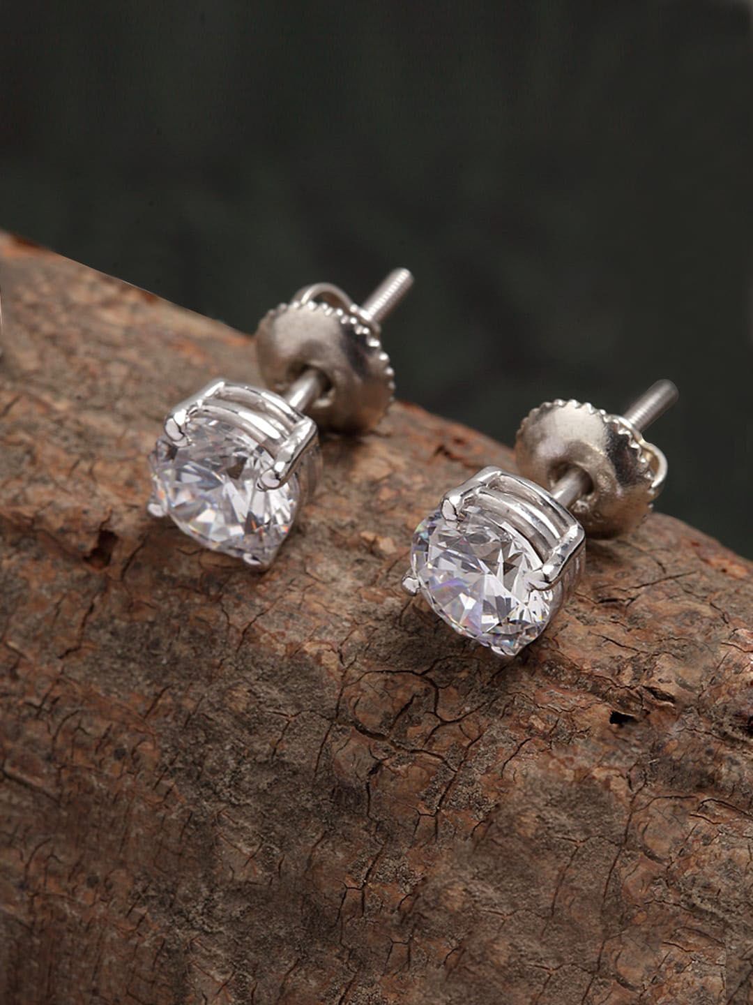 Clara Silver-Toned Contemporary Studs Price in India