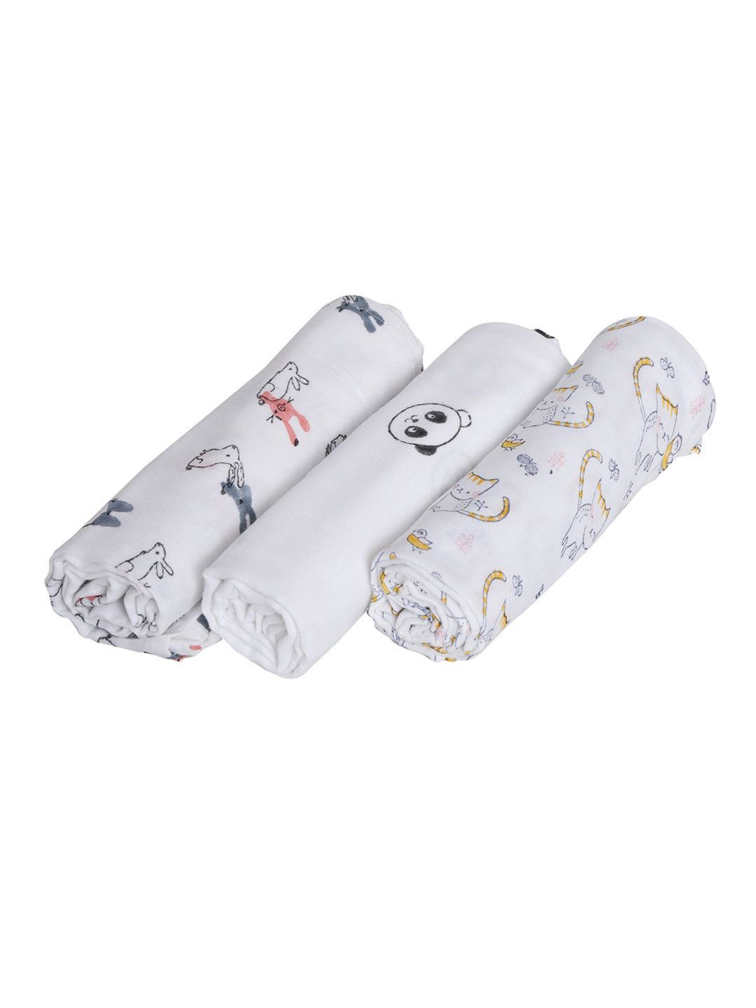 Moms Home Infant Kids Pack Of 3 Printed Organic-Cotton Sustainable Muslin Swaddles