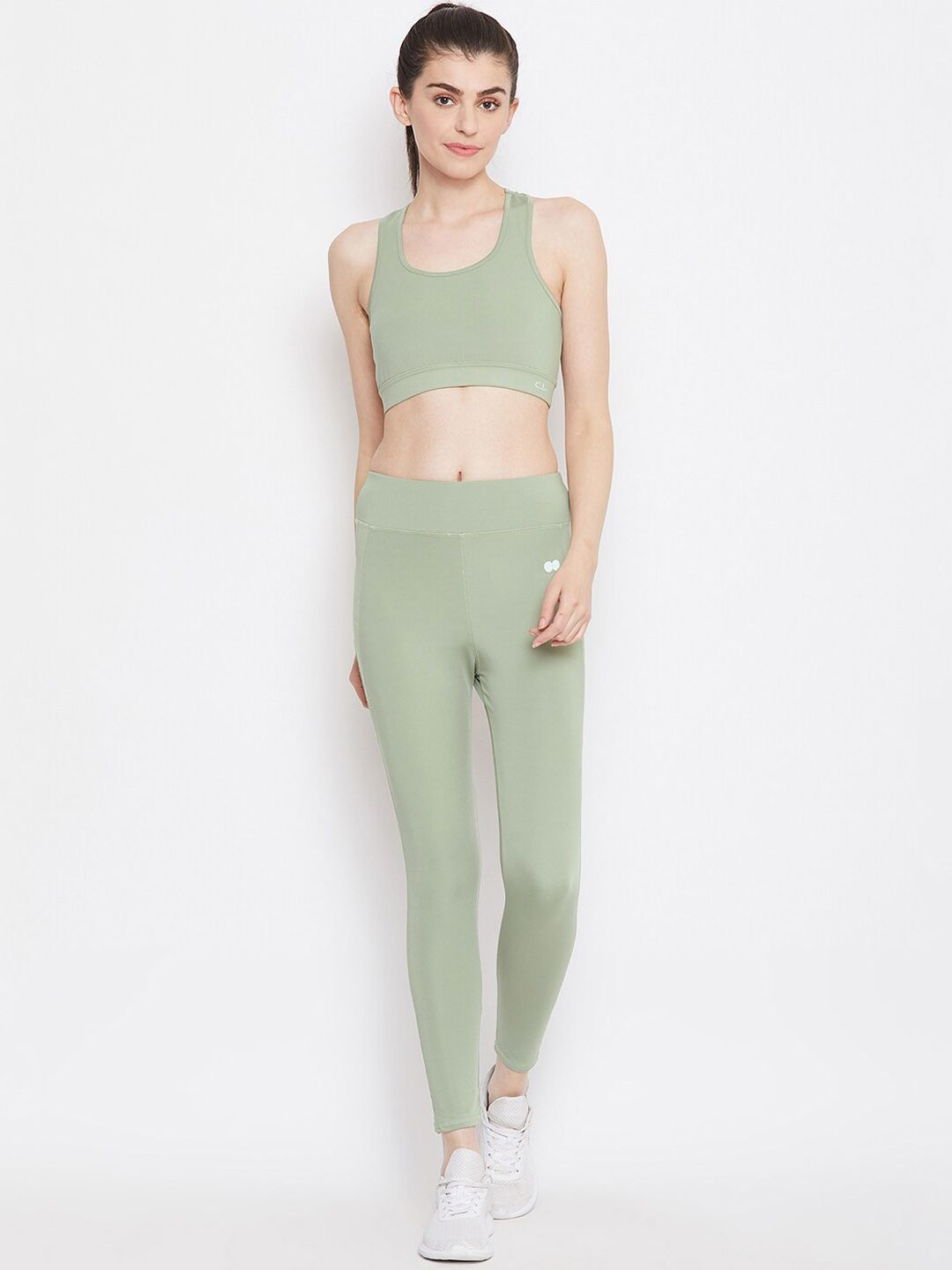 Clovia Women Green Solid Tracksuit Price in India