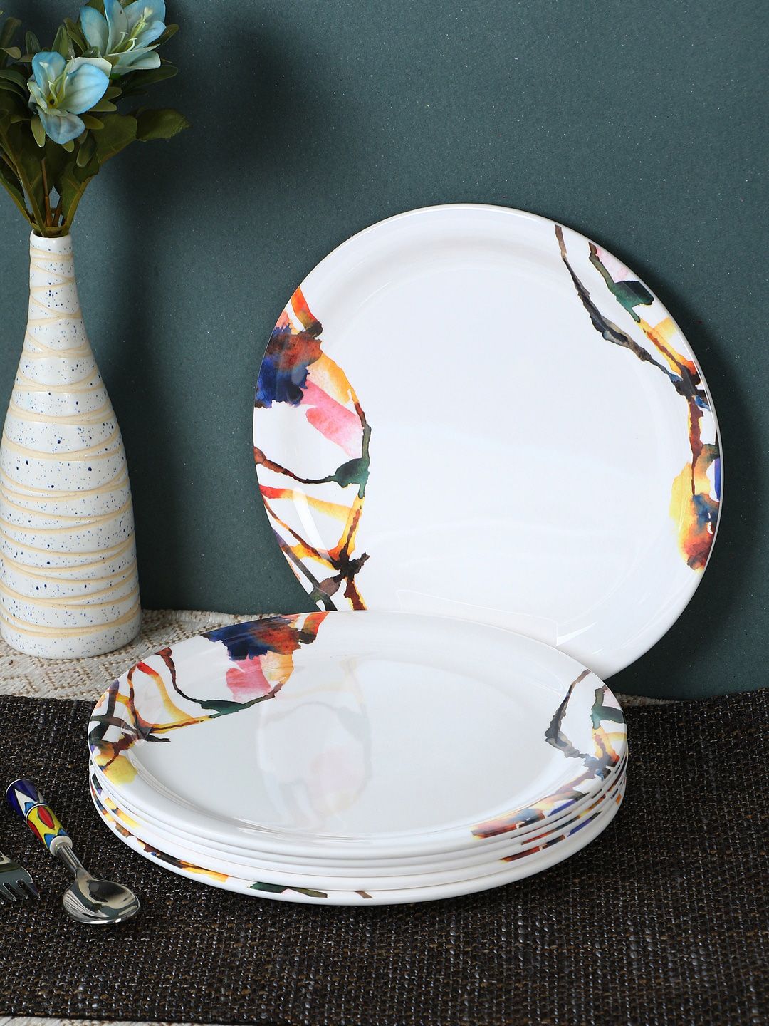 Servewell Unisex White Printed 6 pc Round Dinner Plate Set Price in India