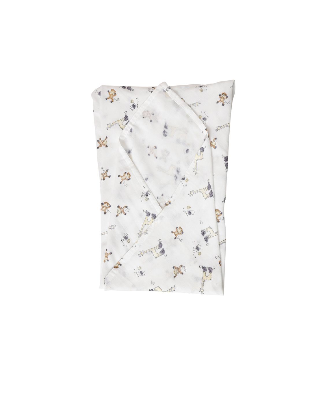 Moms Home Infant Kids White And Blue Jungle Print Organic Cotton Sustainable Muslin Swaddle