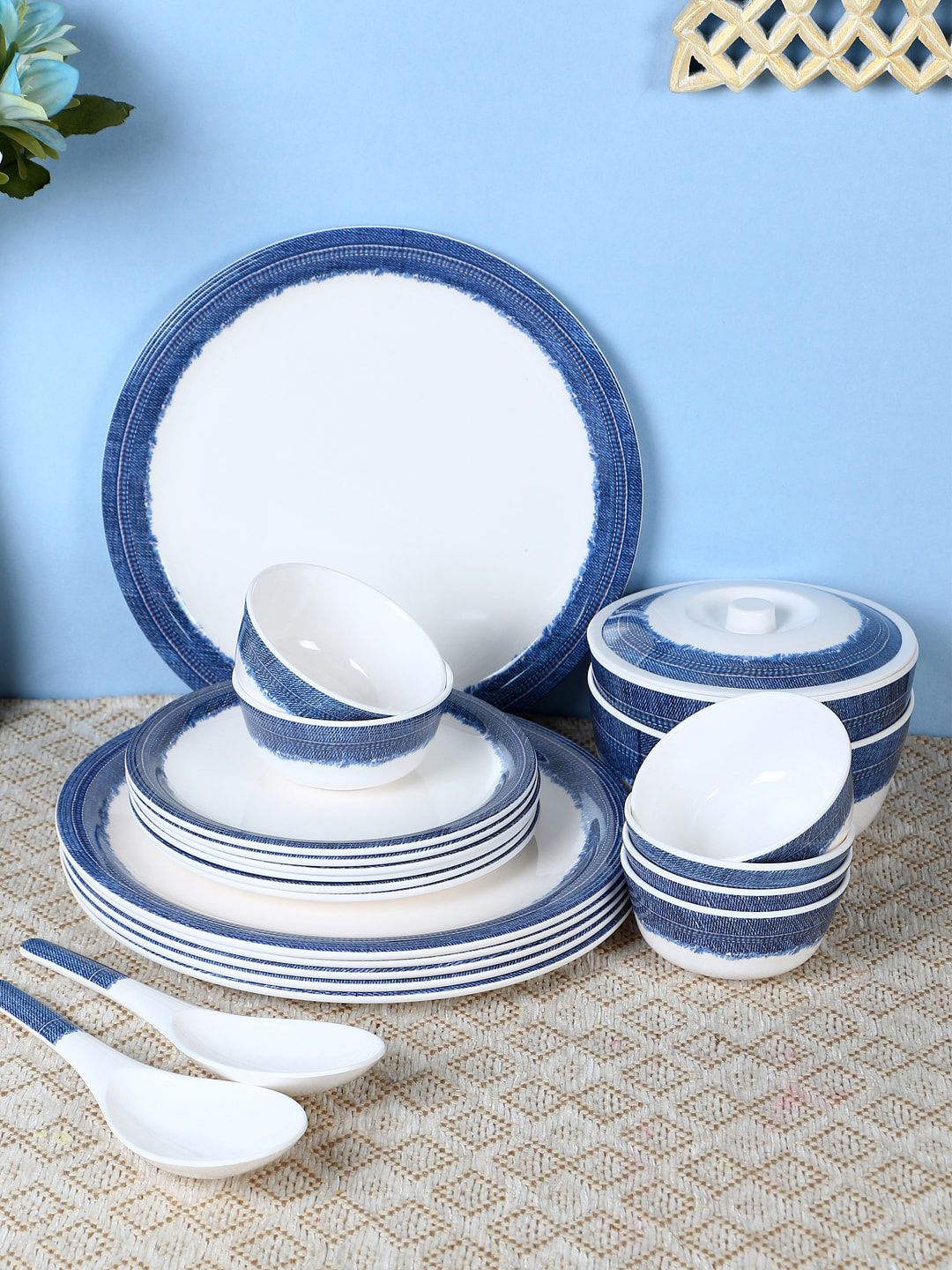 Servewell Unisex White Printed 24 pc Round Dinner Set Price in India