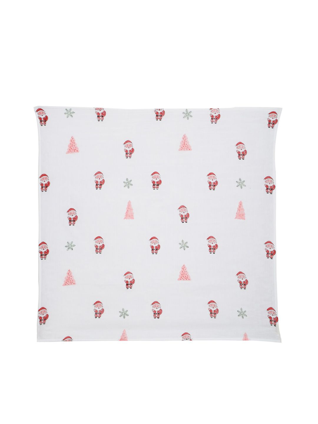 Moms Home Infant Kids White & Red Printed Organic Cotton Baby Muslin Swaddle