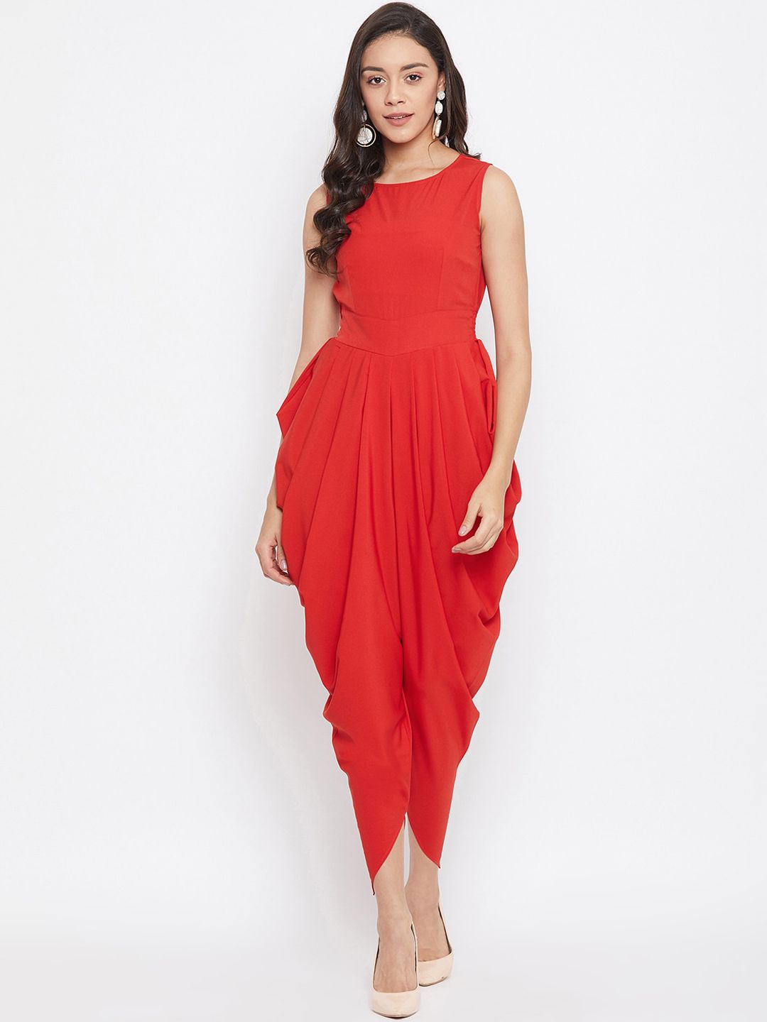 Uptownie Lite Women Red Solid Dhoti Jumpsuit Price in India