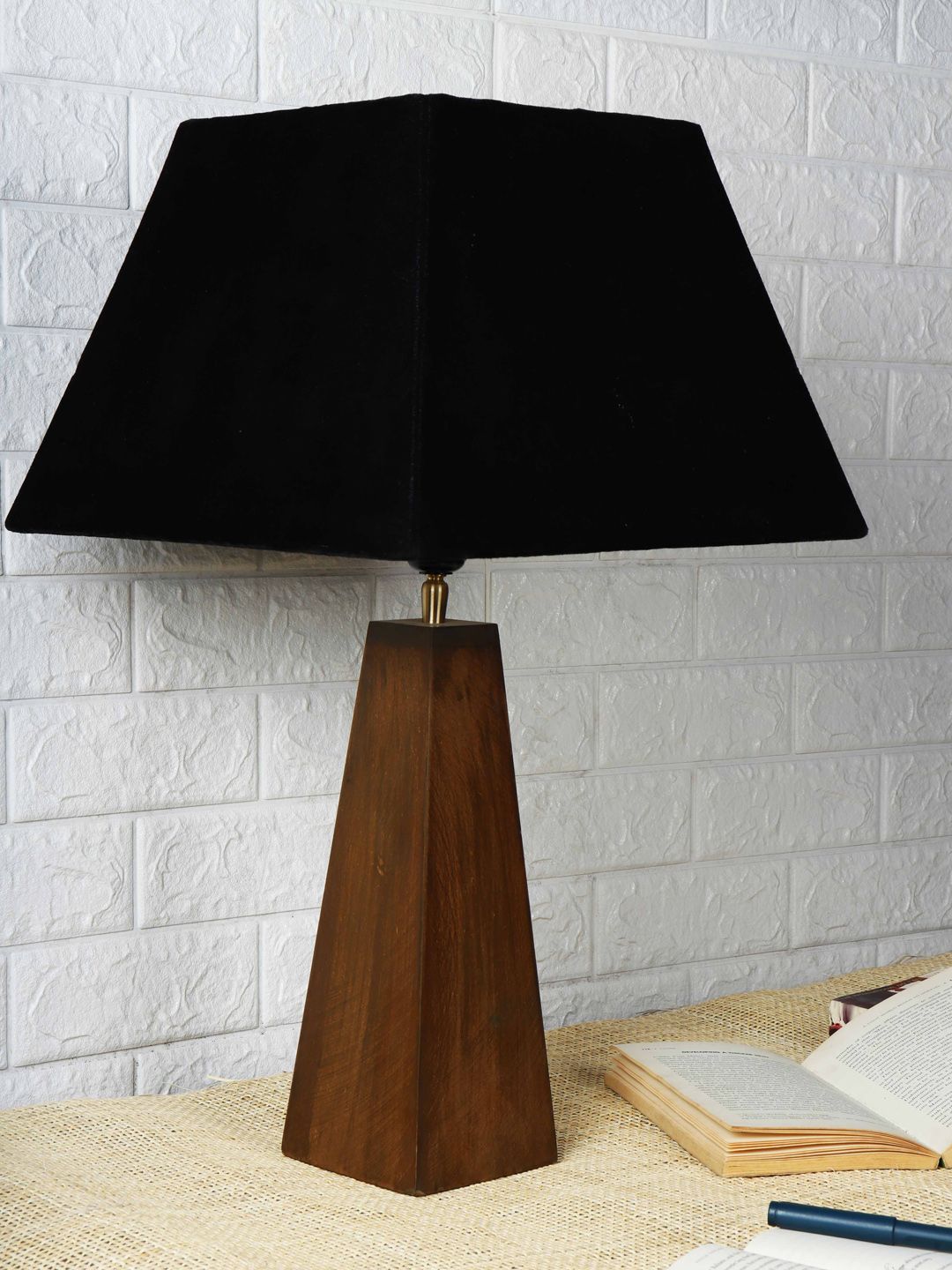 Grated Ginger Brown Self Design Contemporary Bedside Standard Table Lamp Price in India
