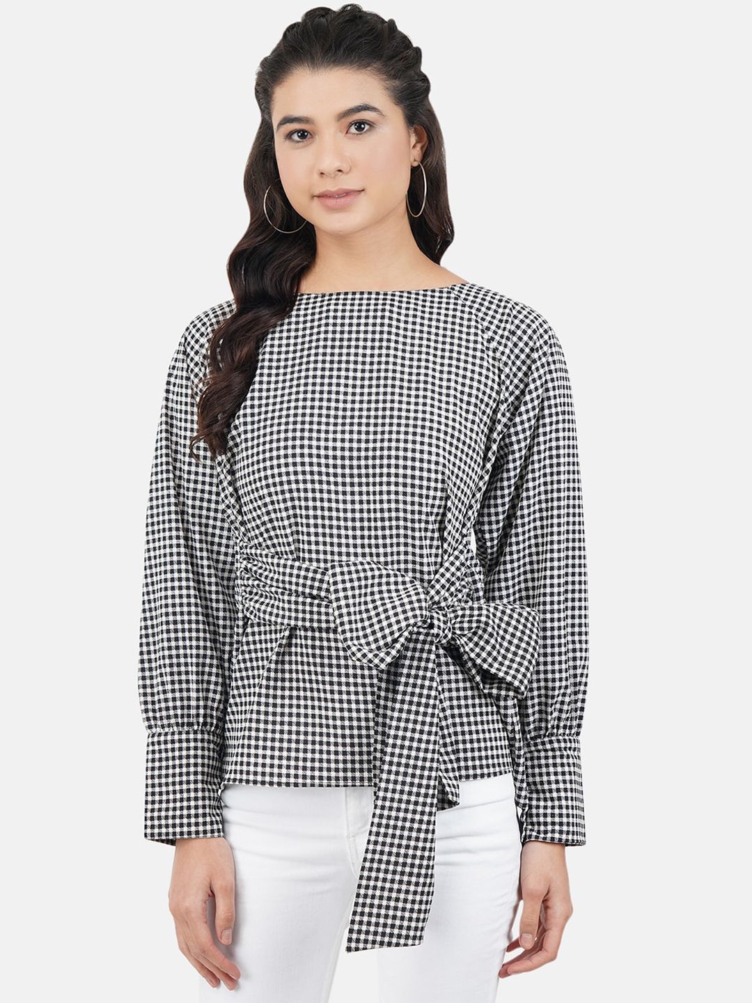 JAAIVE Women Grey Checked Top