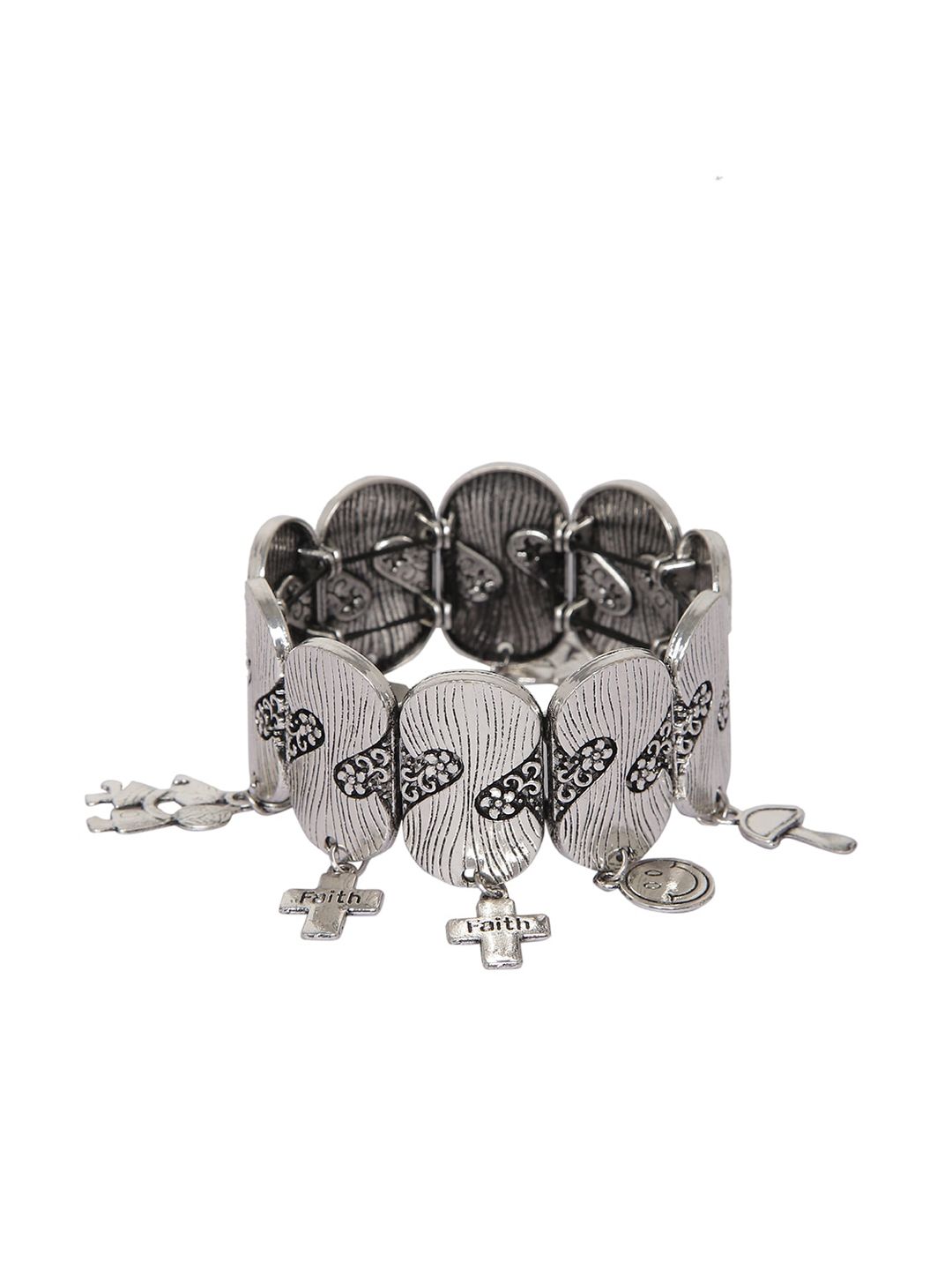 Mali Fionna Silver-Toned Elasticated Charm Bracelet Price in India