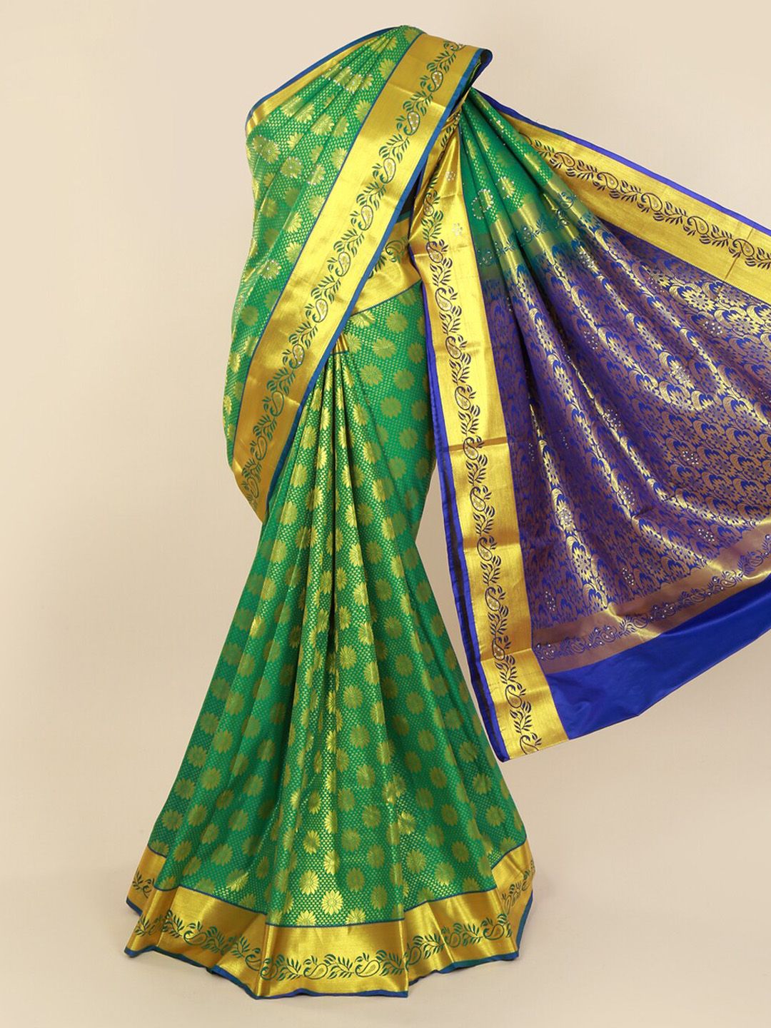 Pothys Green Pure Silk Woven Design Kanjeevaram Saree