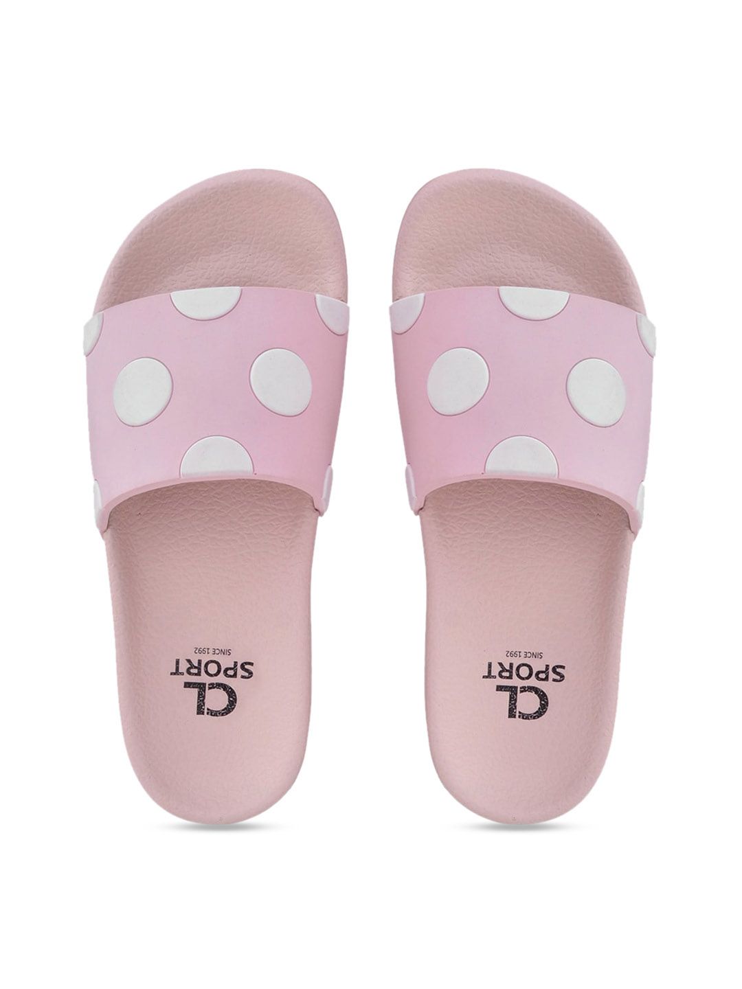 Carlton London sports Women Pink & White Printed Sliders Price in India