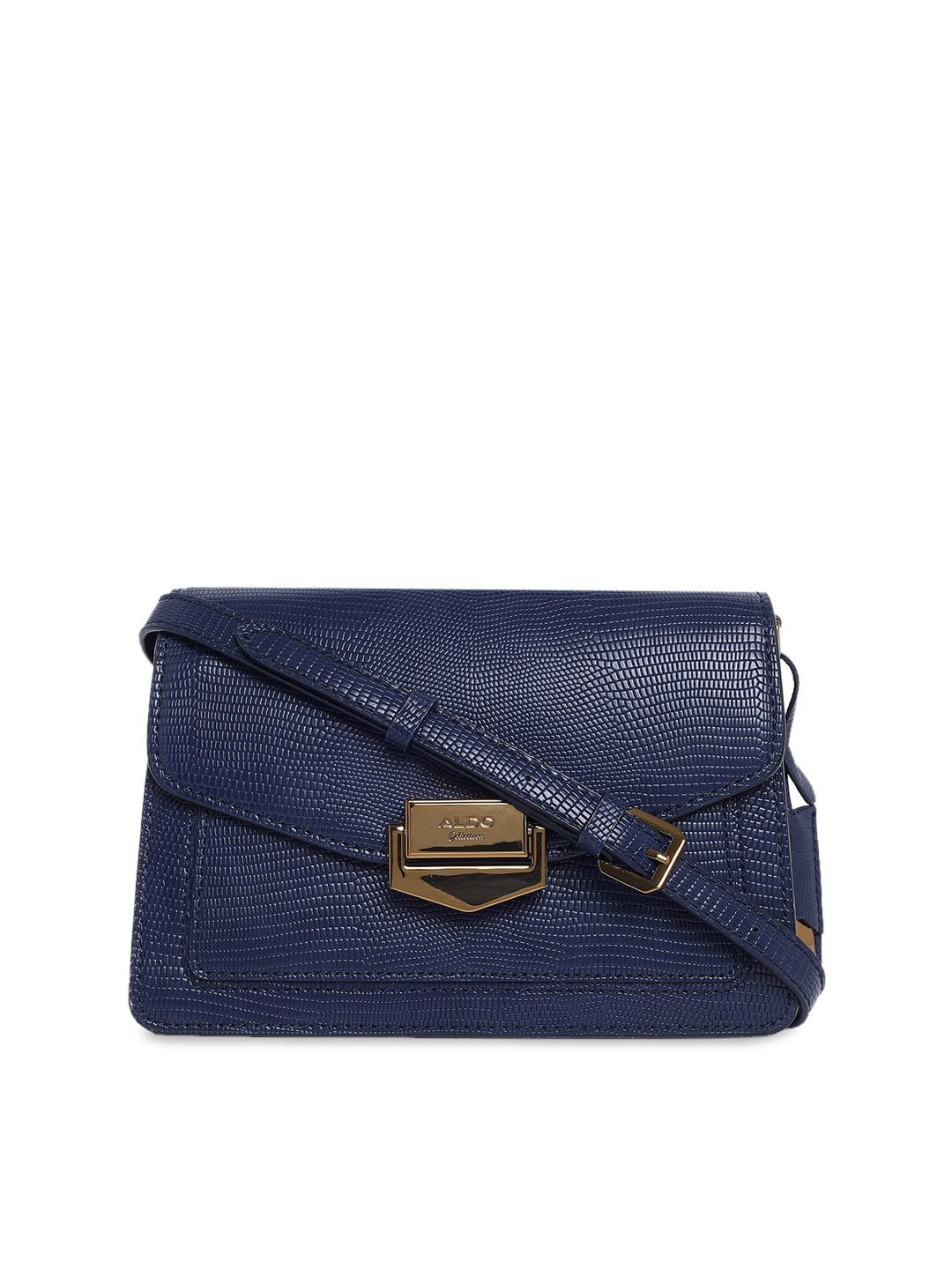 ALDO Navy Blue Textured Sling Bag Price in India